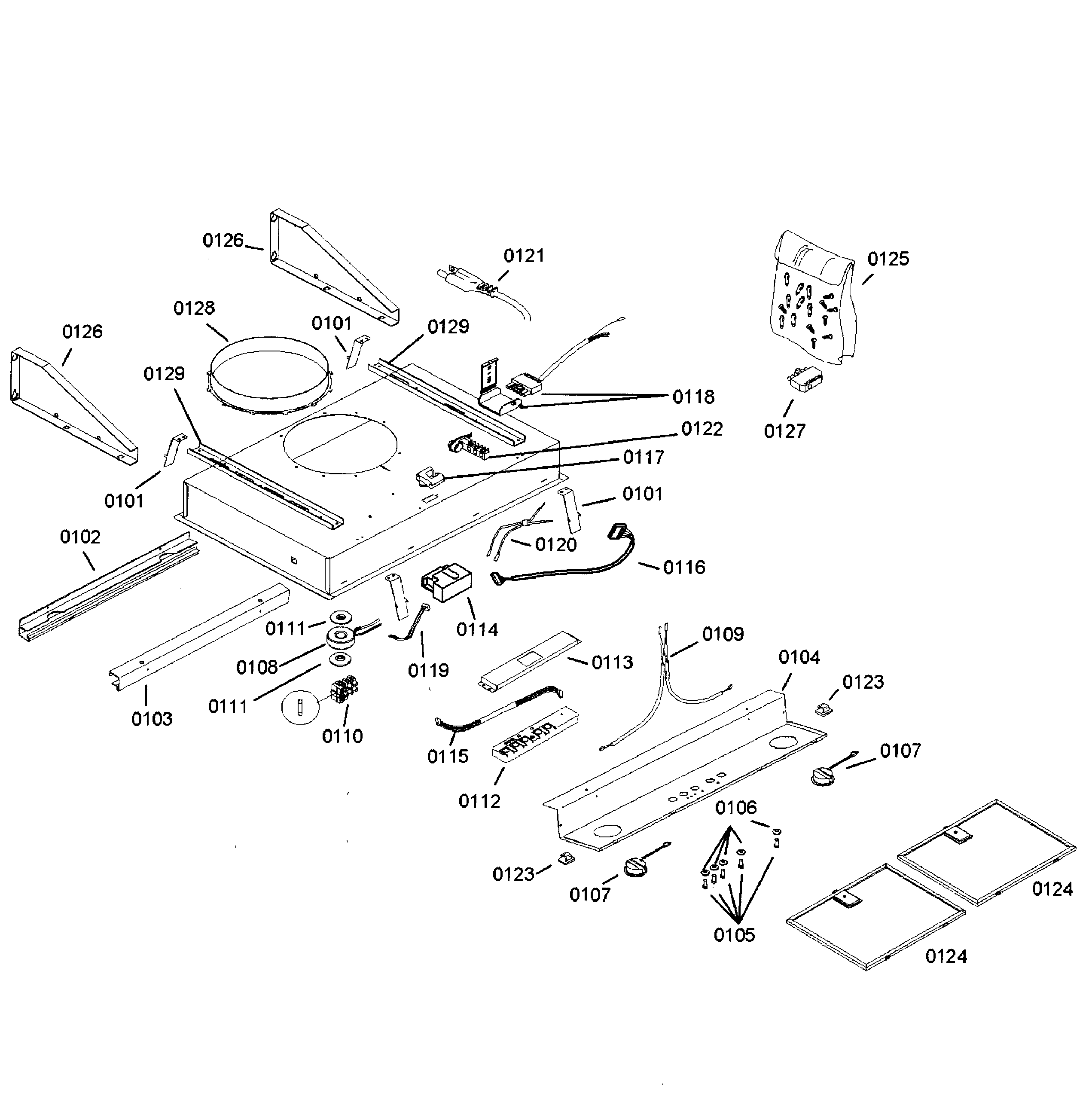 Thermador VCI236DS/01 range hood diagram