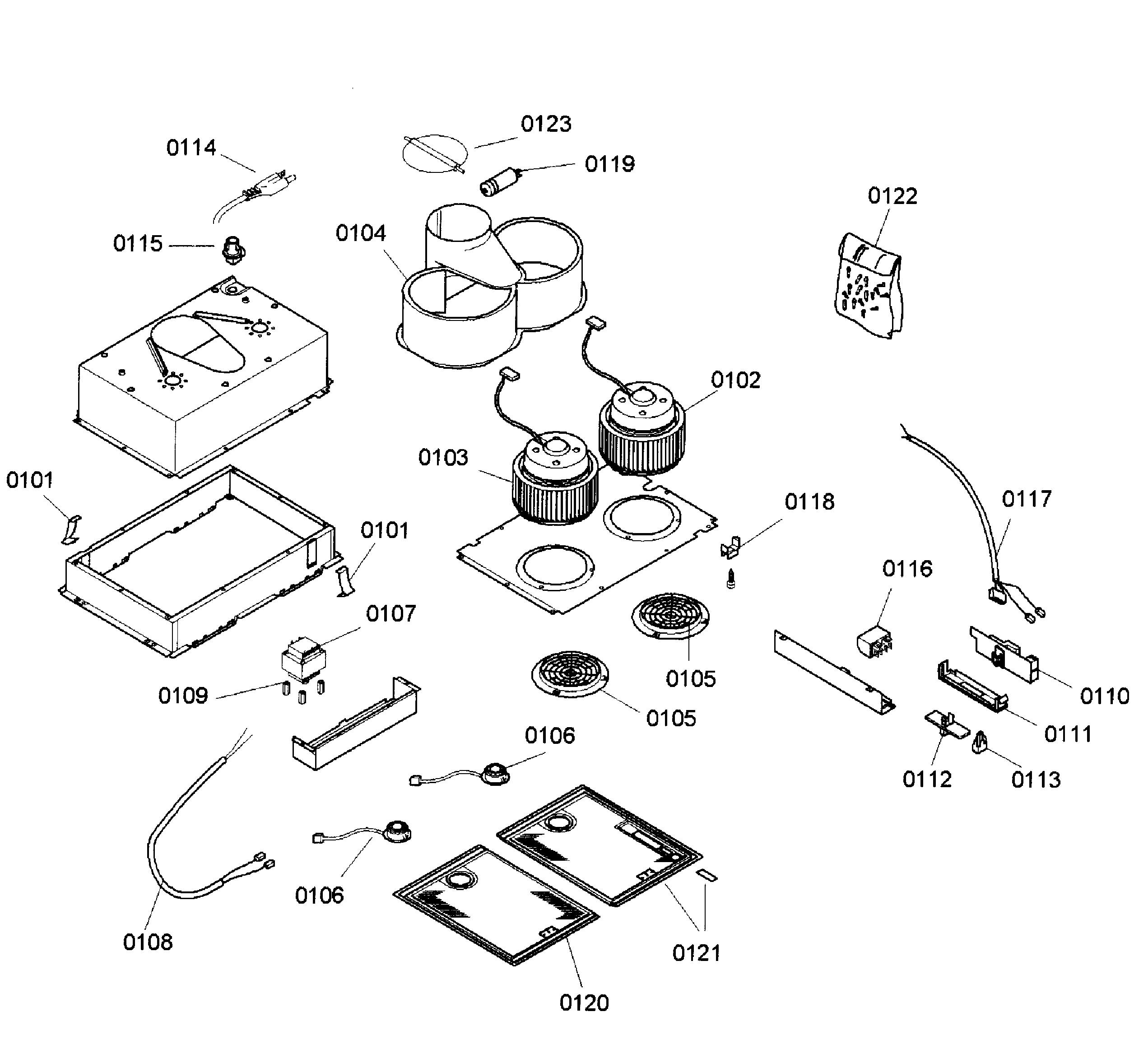 Thermador VCI21CS/01 range hood diagram