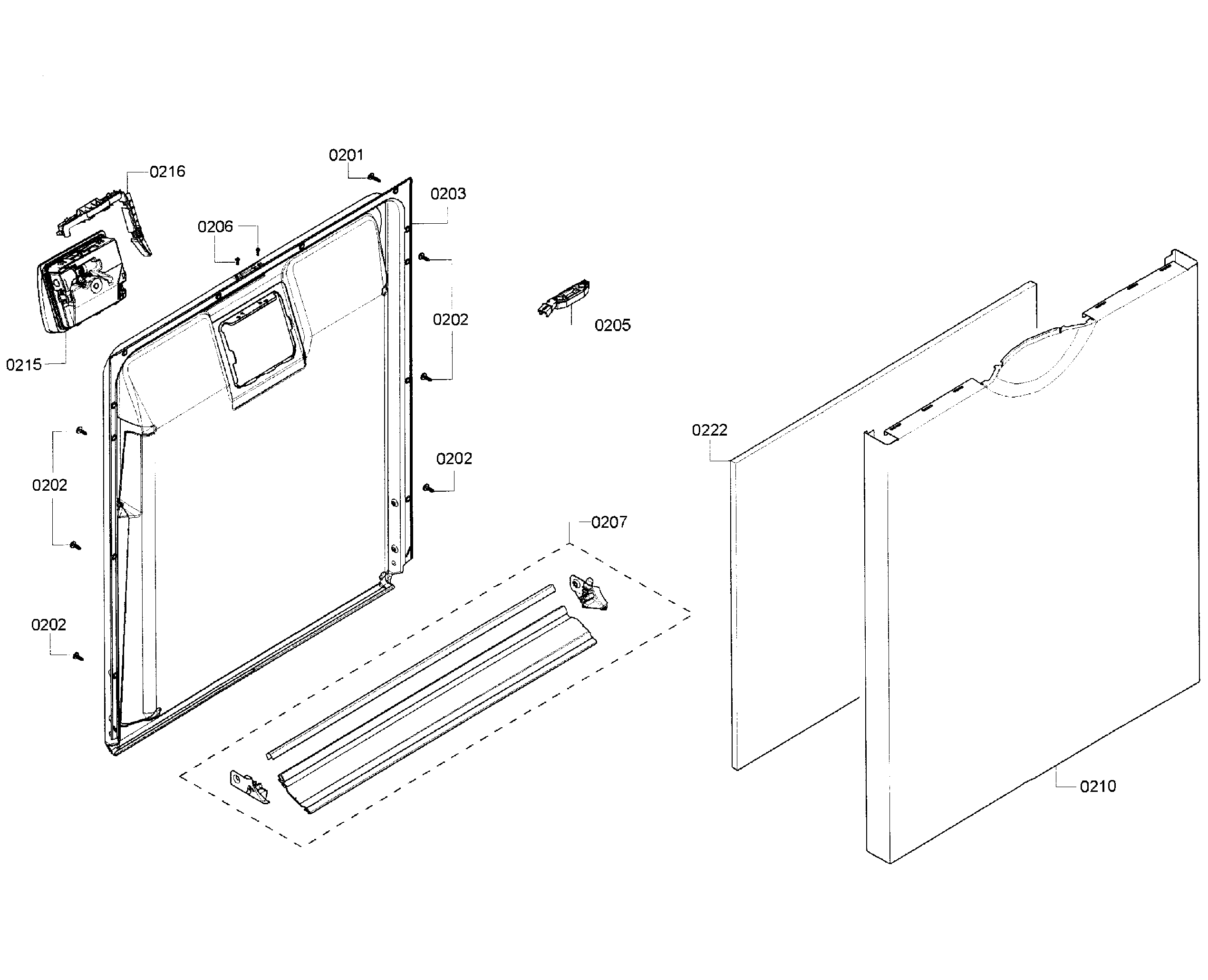 Kenmore Elite 63013902011 door assy diagram