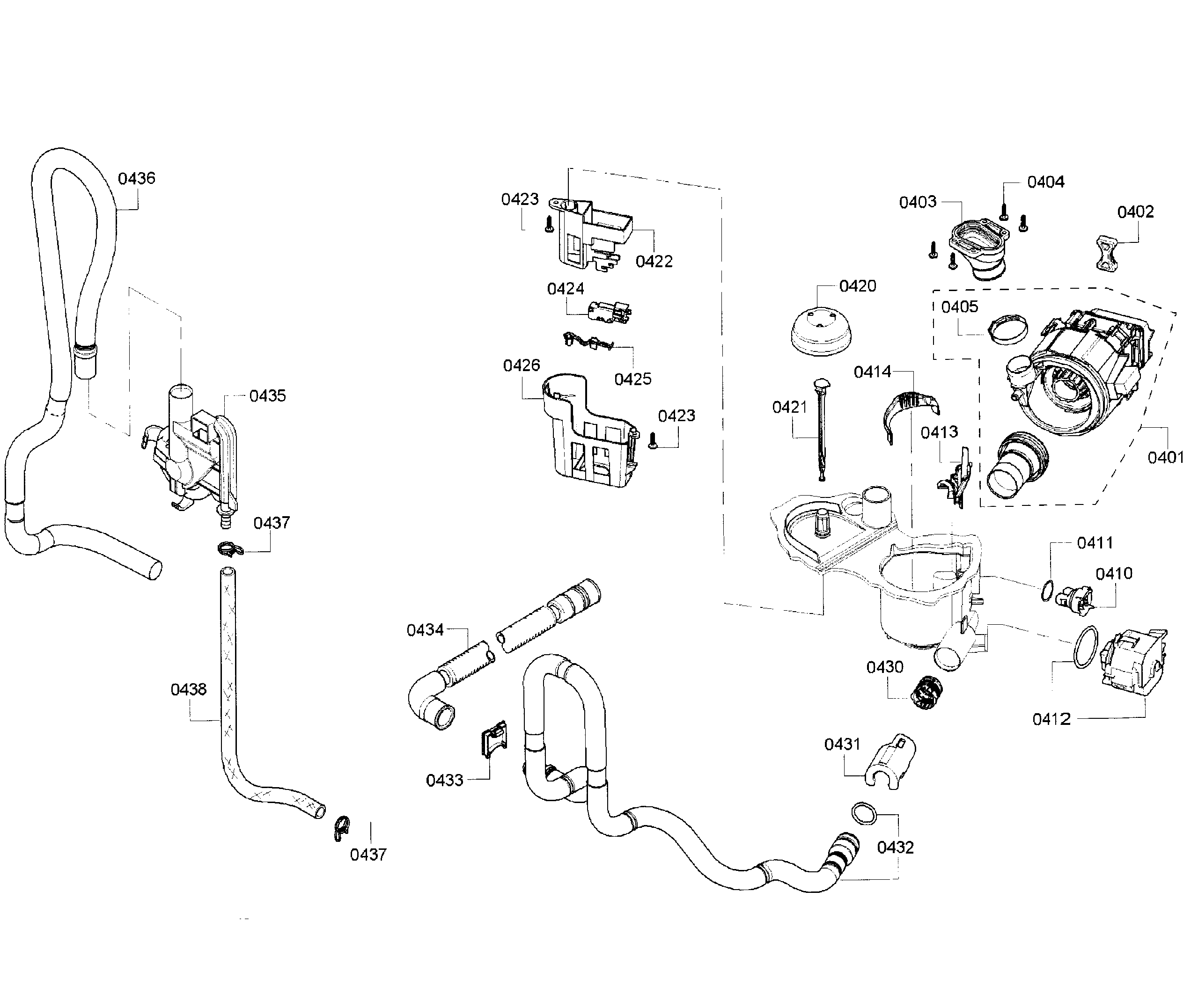 Kenmore Elite 63013902011 pump assy diagram