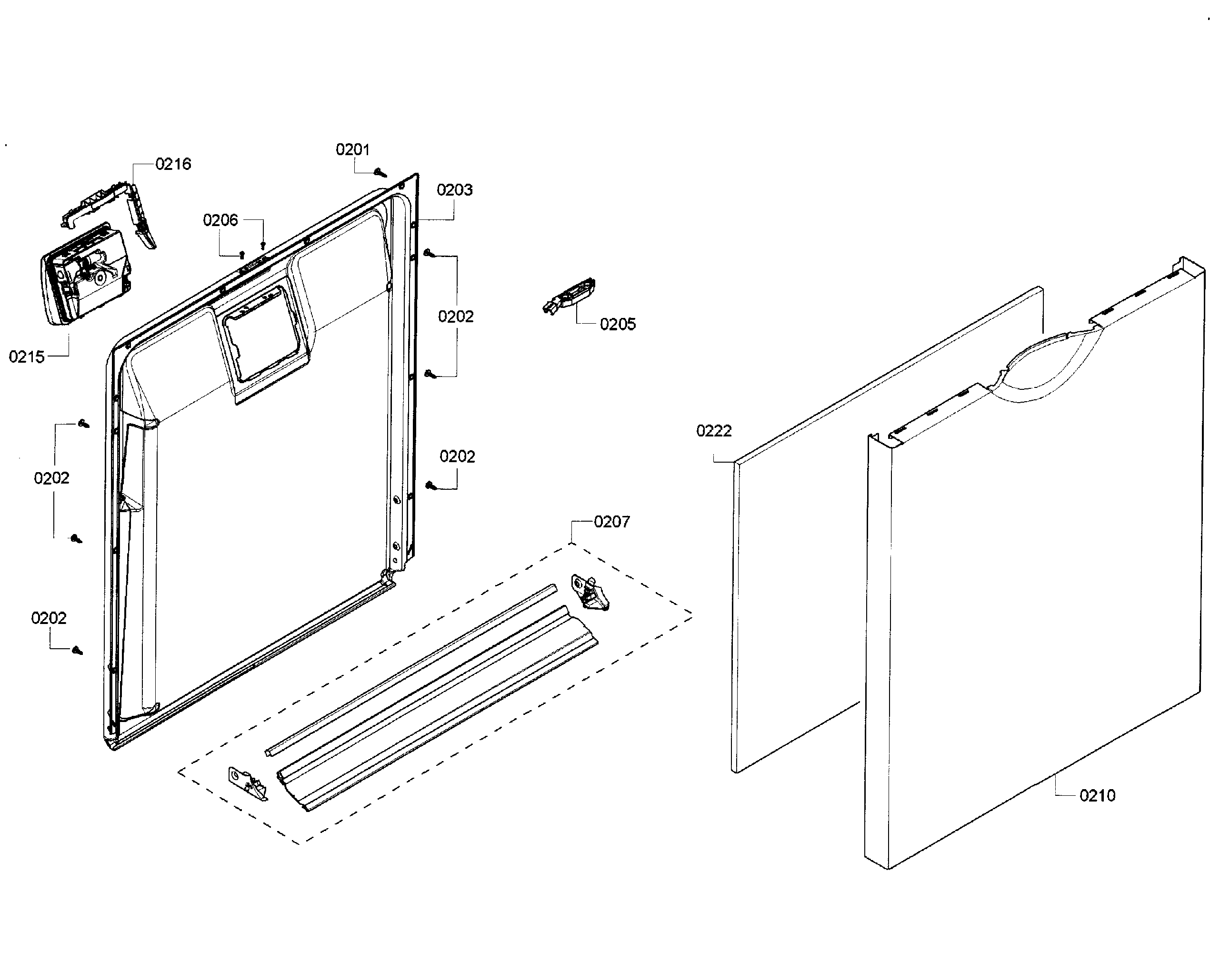 Kenmore Elite 63013912011 door assy diagram
