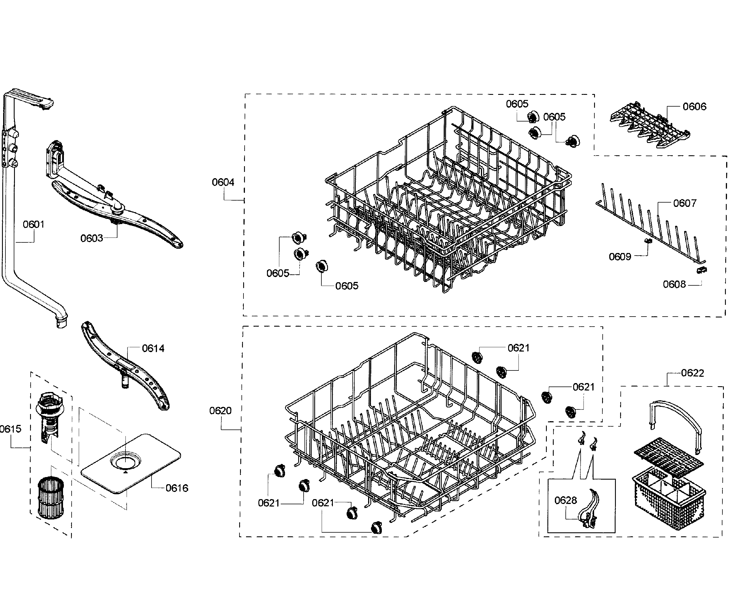 Kenmore Elite 63013912011 baskets diagram