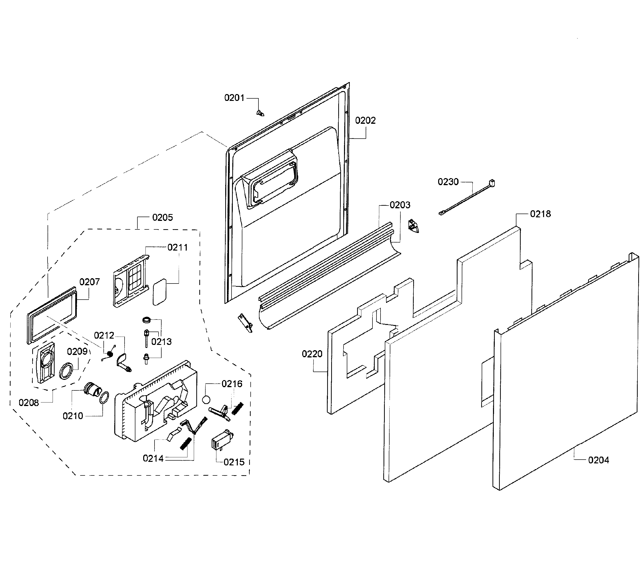 Kenmore Elite 63077942011 door assy diagram
