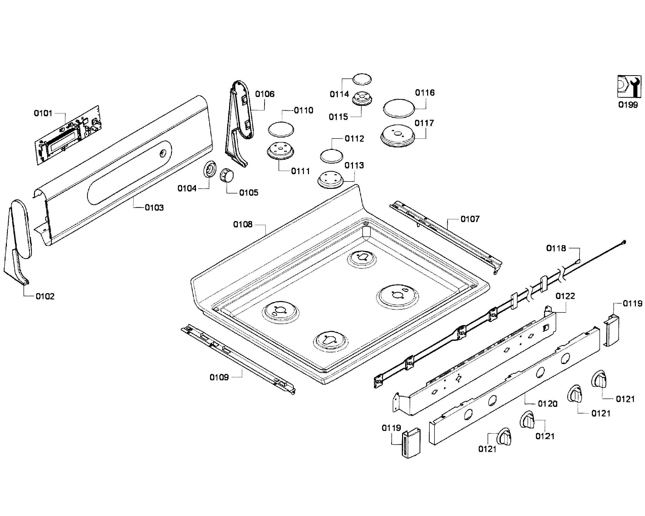 Bosch HGS7282UC/04 burners assy diagram