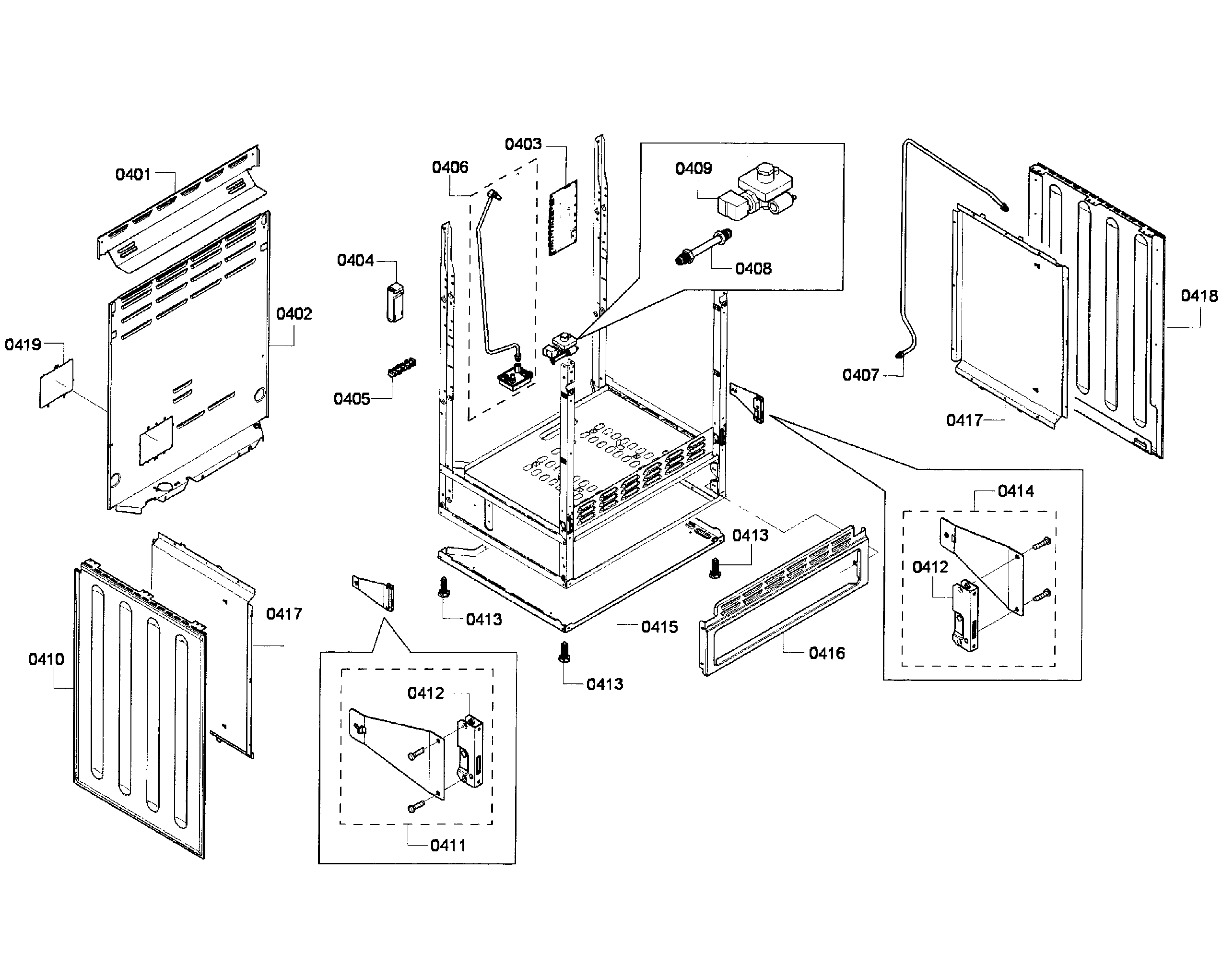 Bosch HGS7282UC/04 cabinet assy diagram