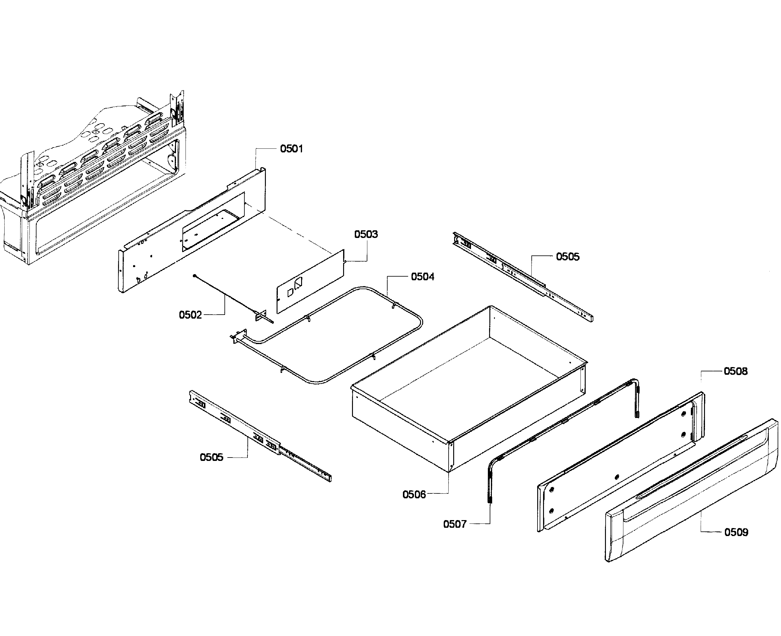 Bosch HGS7282UC/04 drawer assy diagram