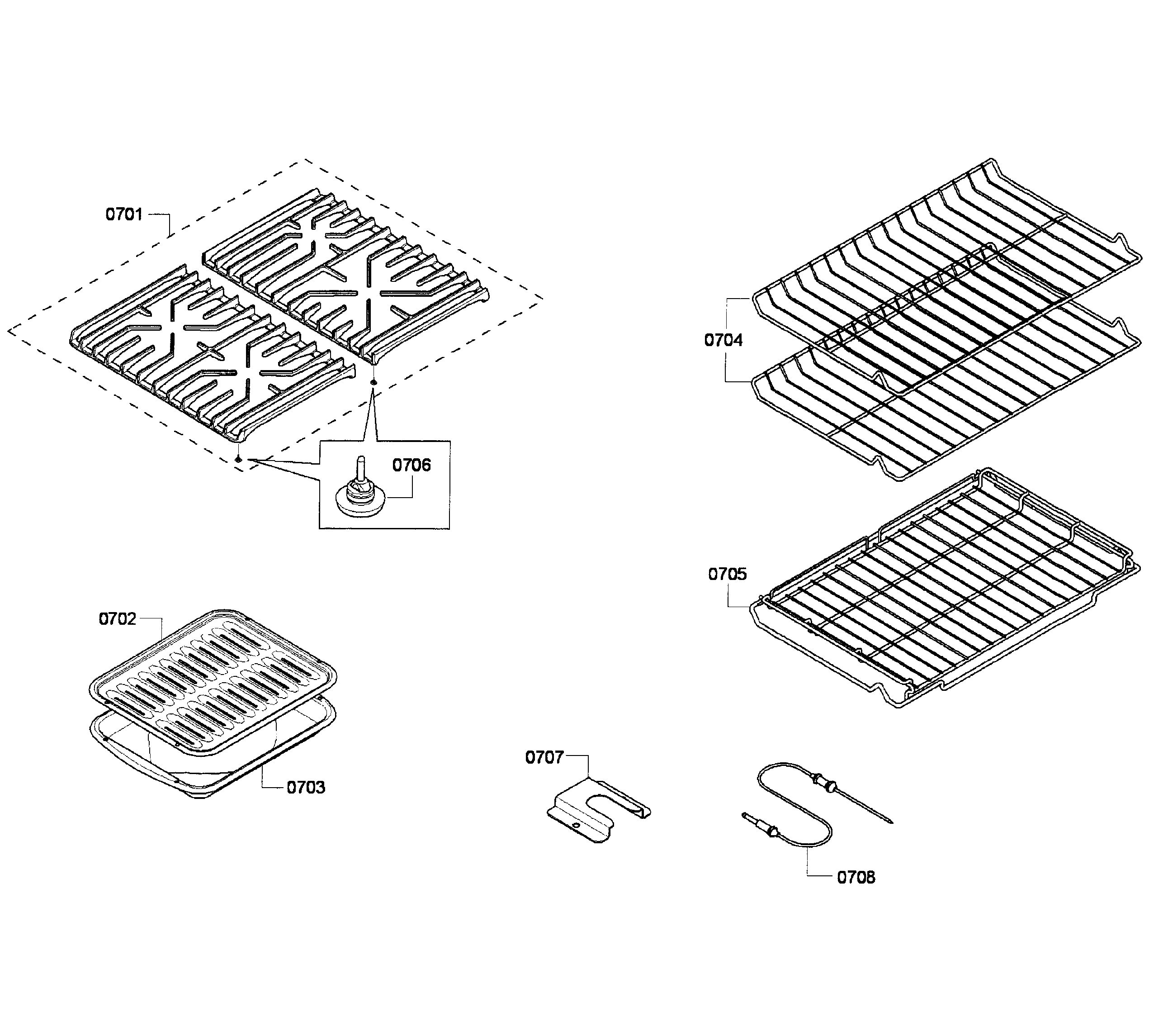 Bosch HGS7282UC/04 grates/shelfs diagram