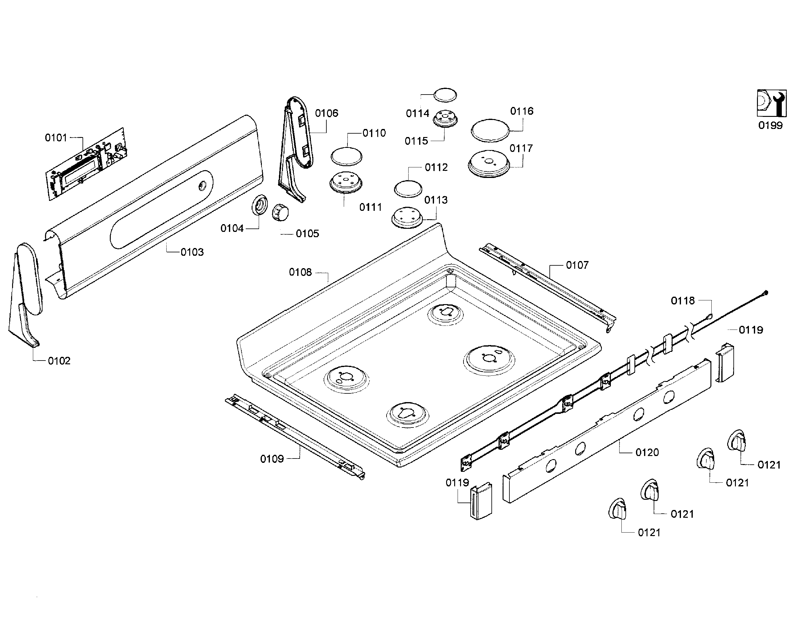 Bosch HGS7282UC/08 burners assy diagram