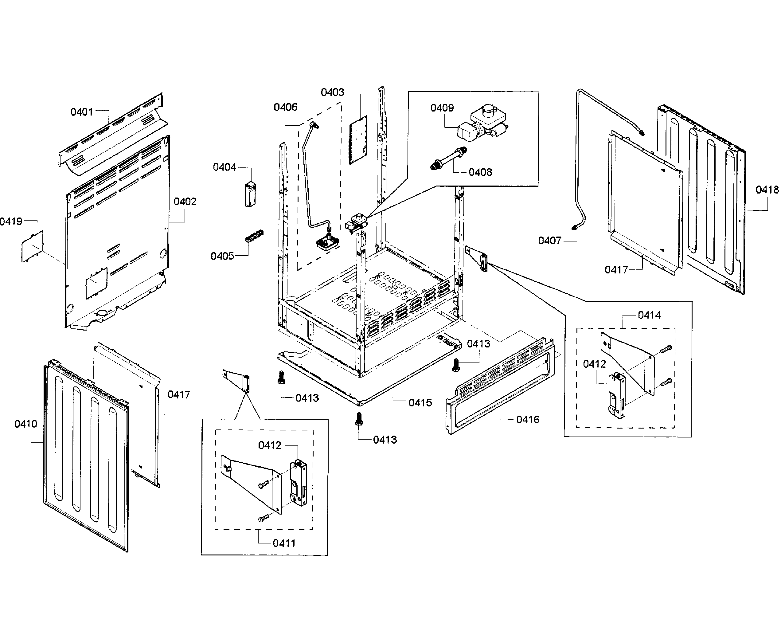 Bosch HGS7282UC/08 cabinet assy diagram