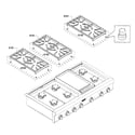 Thermador PCG486GD/01 grates diagram