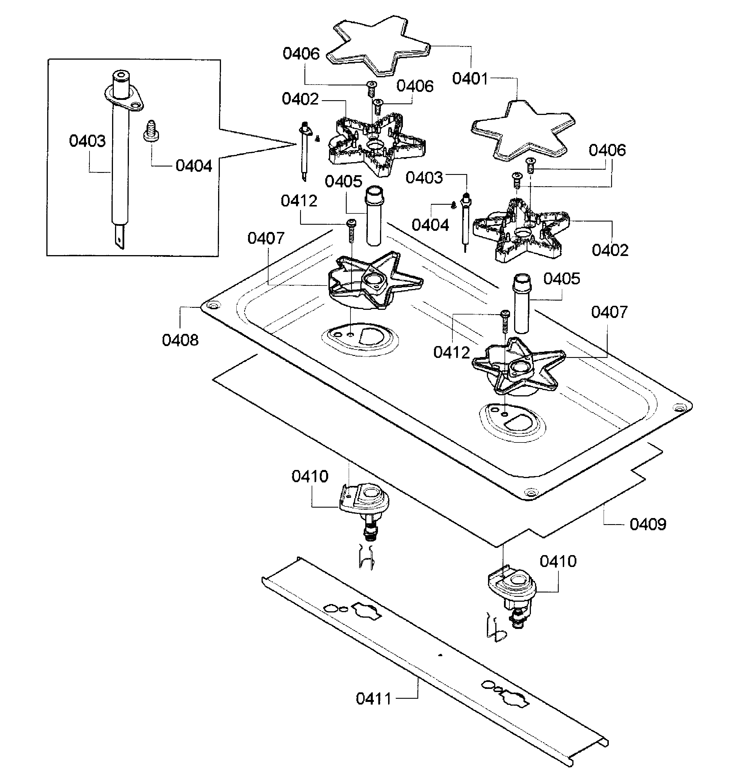 Thermador PCG486GD/04 burners 1 diagram