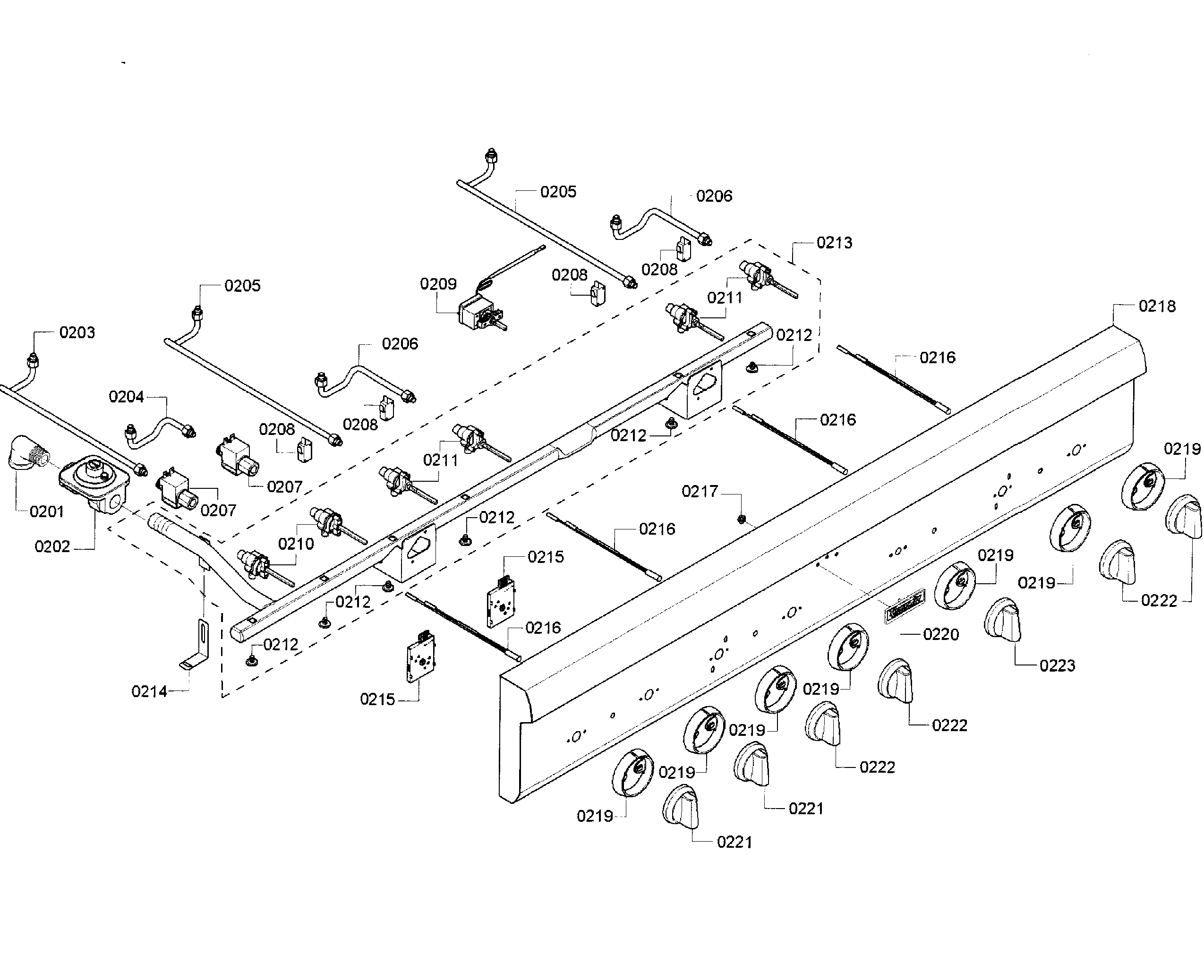 Thermador PCG486GD/05 control panel diagram
