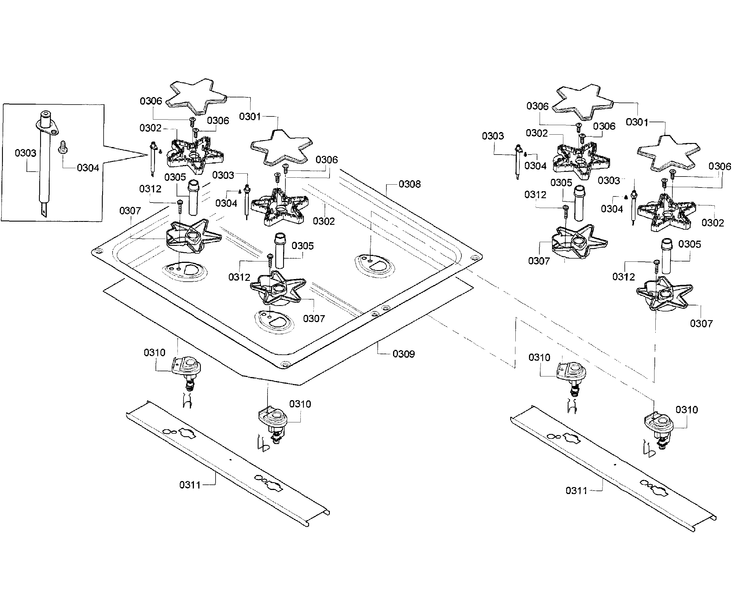 Thermador PCG486GD/05 burners 2 diagram