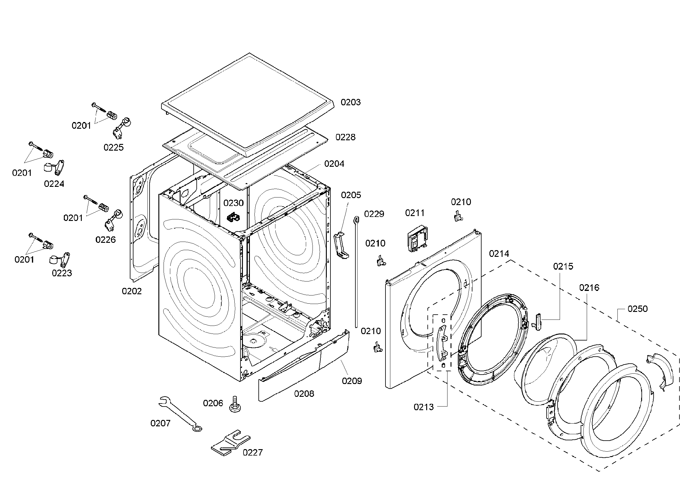 Bosch WAS24460UC/23 cabinet diagram