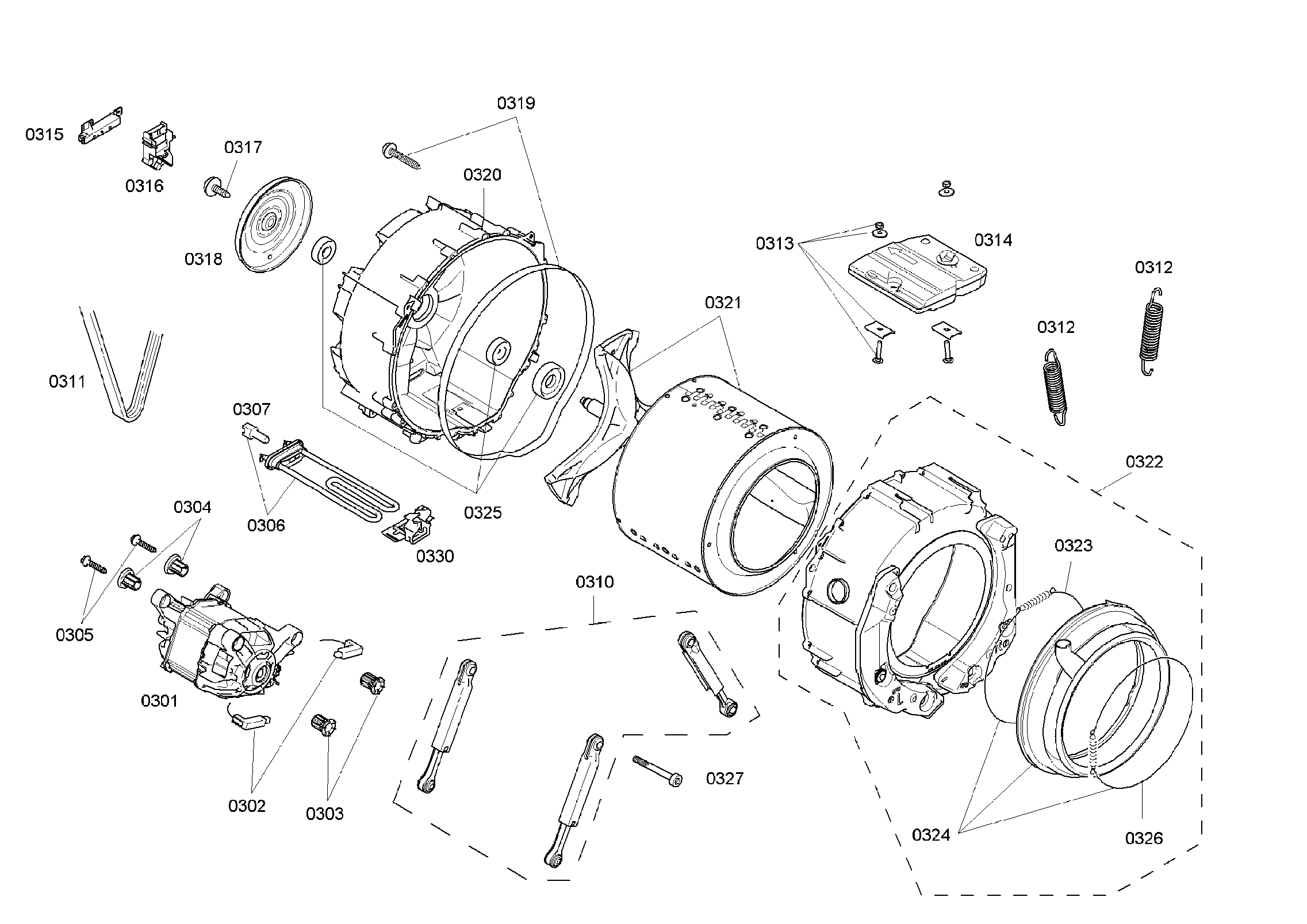 Bosch WAS24460UC/28 drum assy diagram