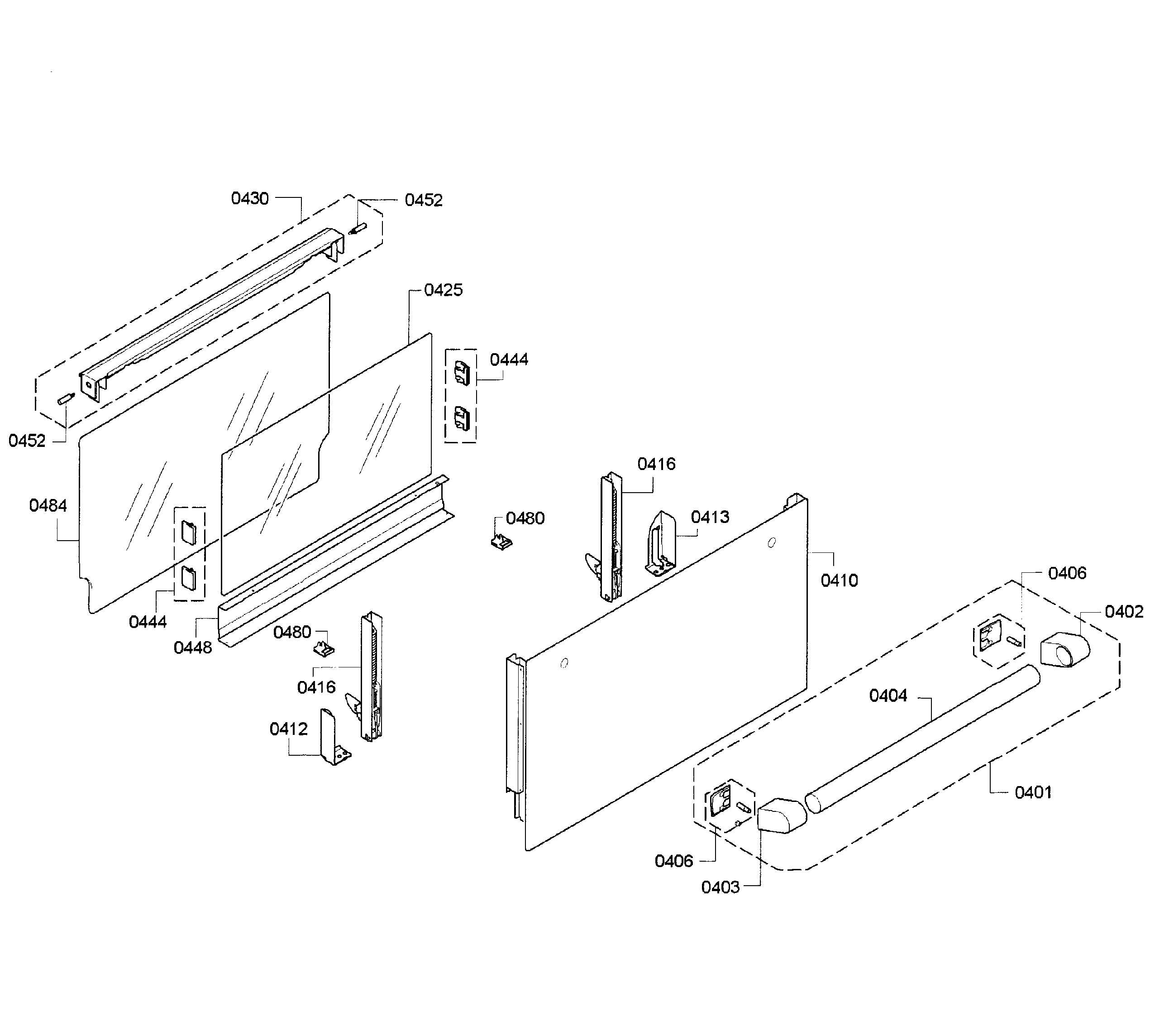Thermador MES301HP/01 door assy diagram