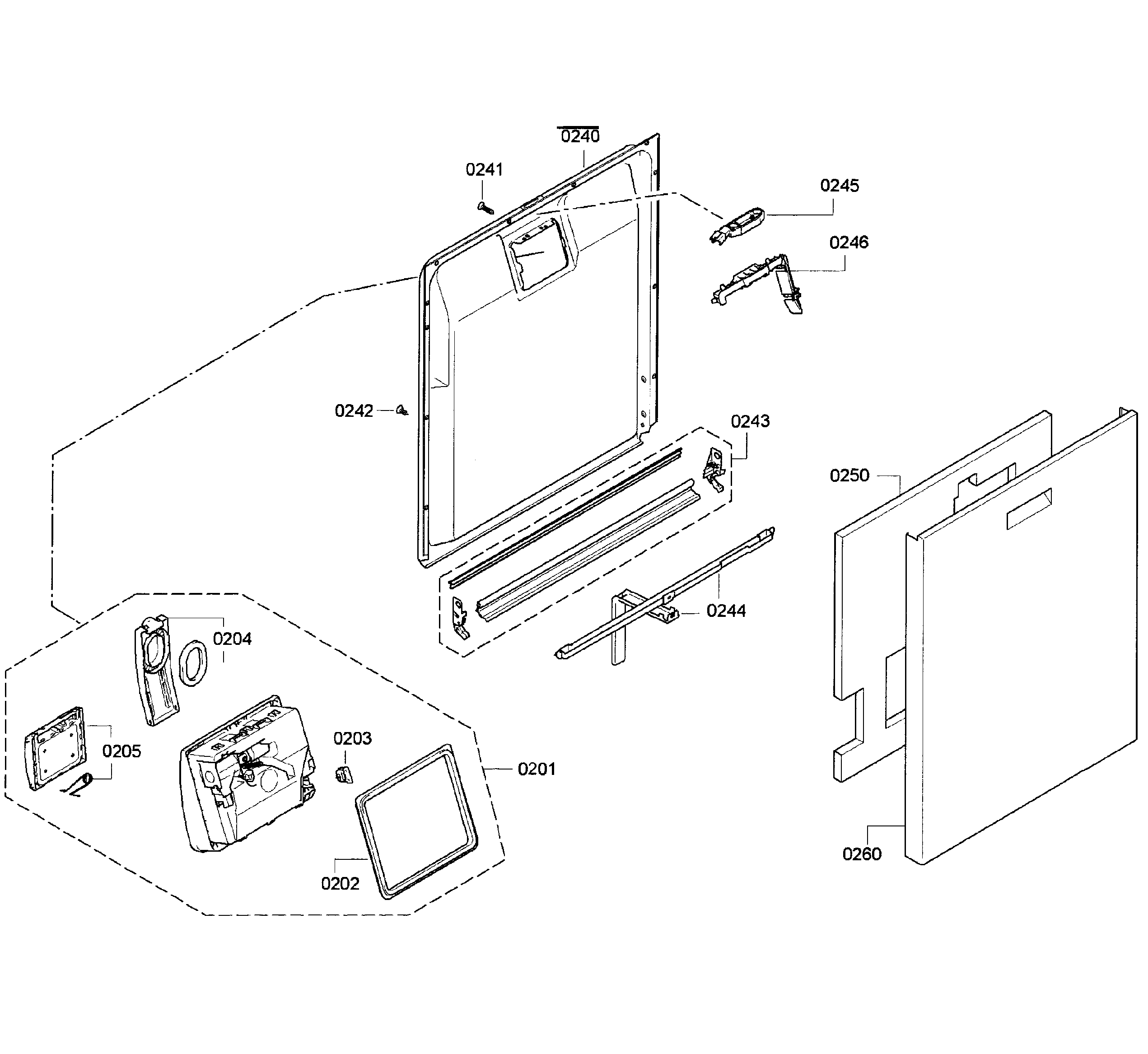 Kenmore Elite 63013993018 door assy diagram