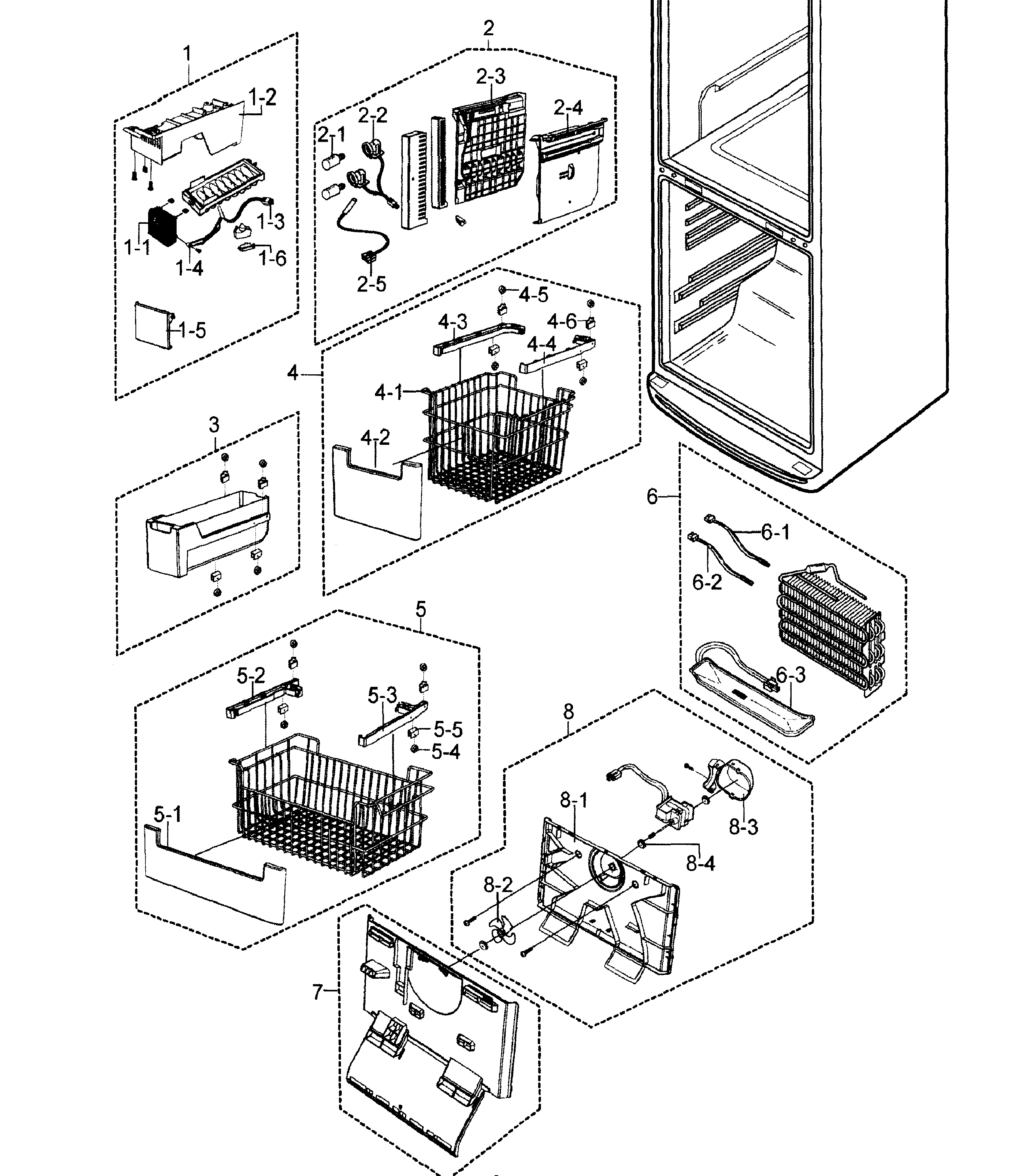 Samsung RB215LASH/XAA-00 freezer assy diagram