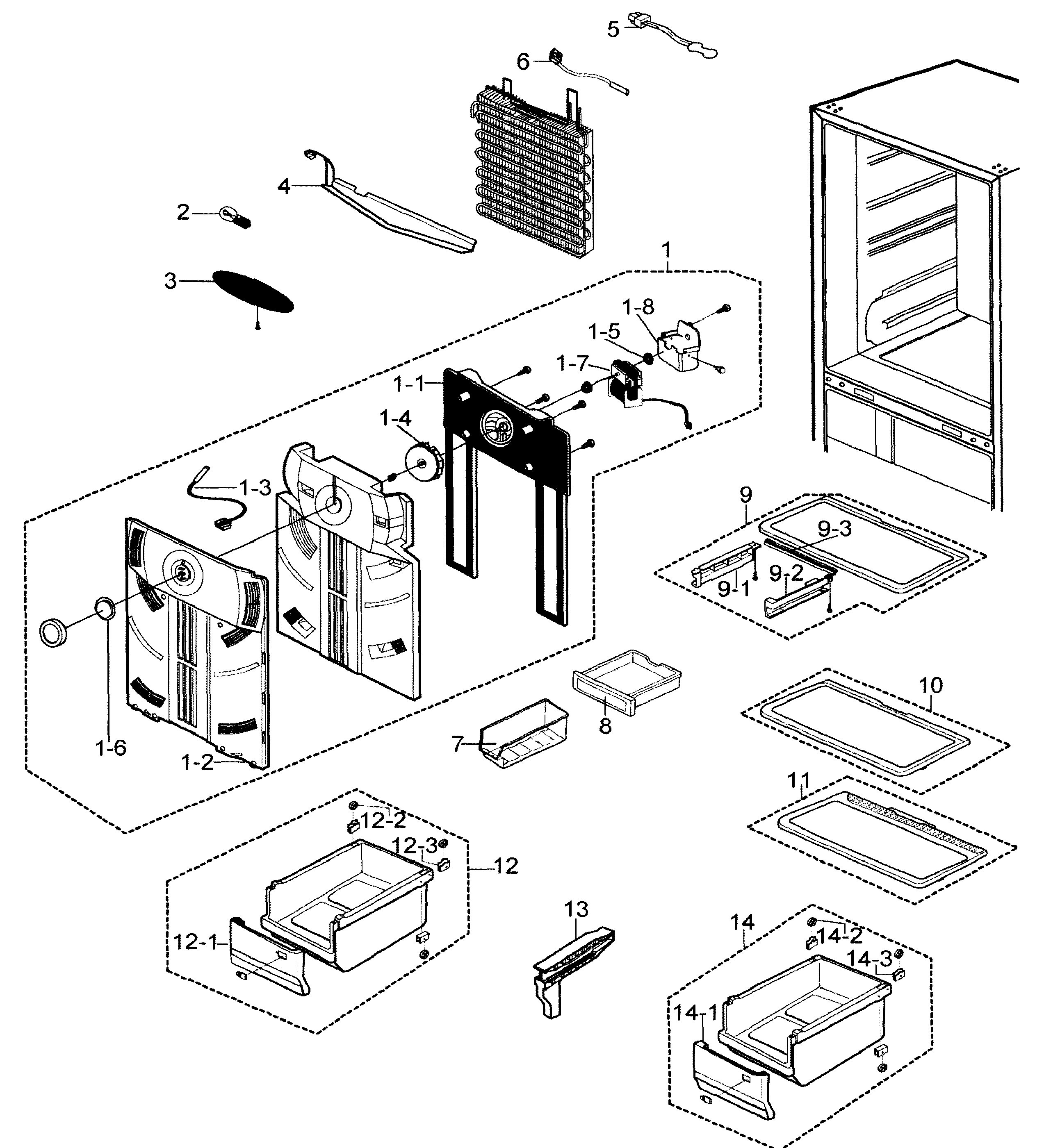 Samsung RB215LASH/XAA-00 refrigerator diagram