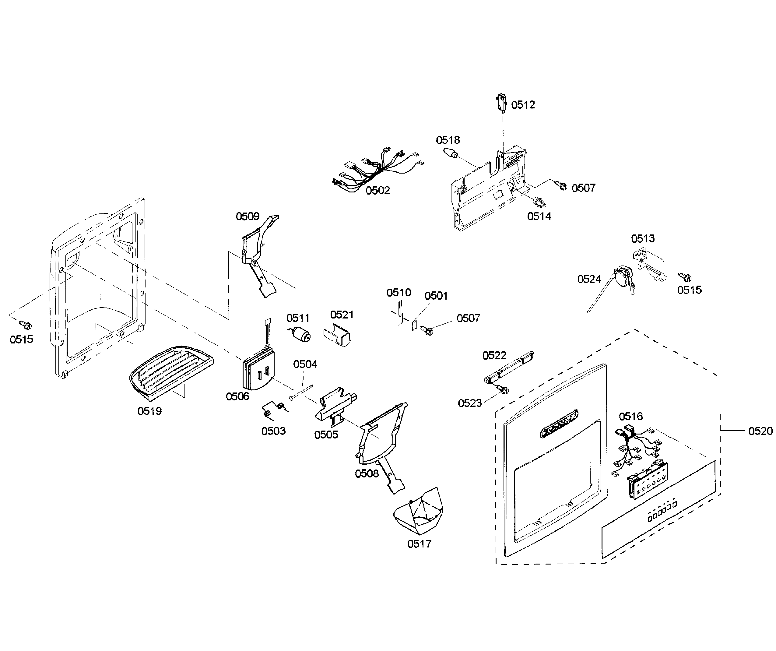 Thermador KBUDT4255E/04 dispenser diagram