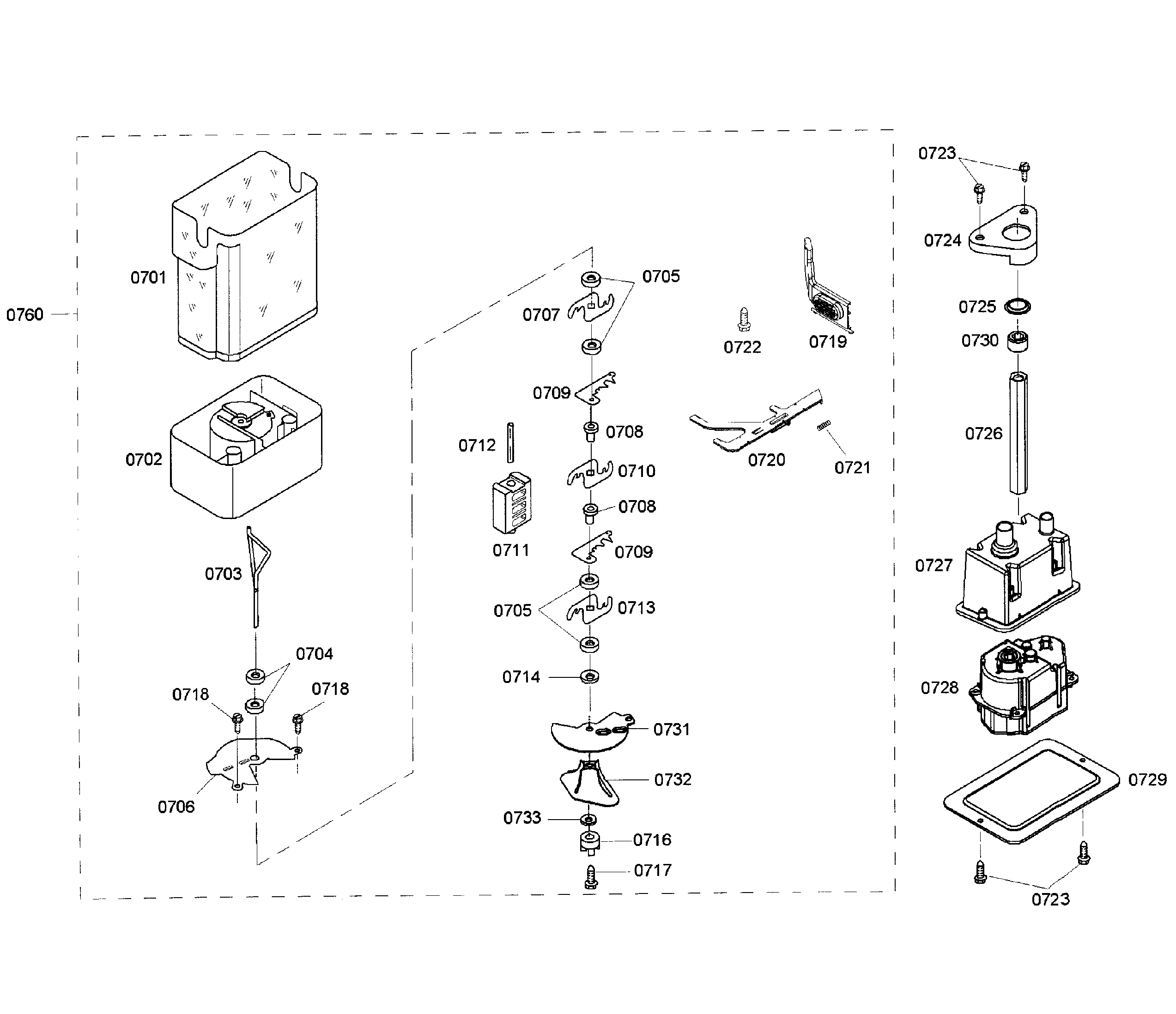 Thermador KBUDT4255E/04 ice container diagram