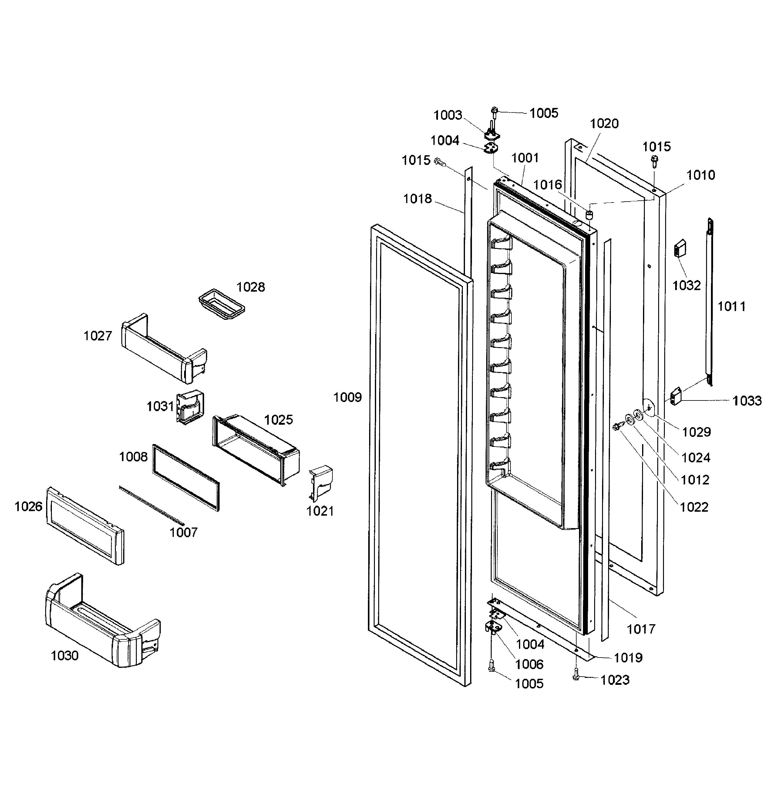 Thermador KBUDT4255E/04 right door diagram