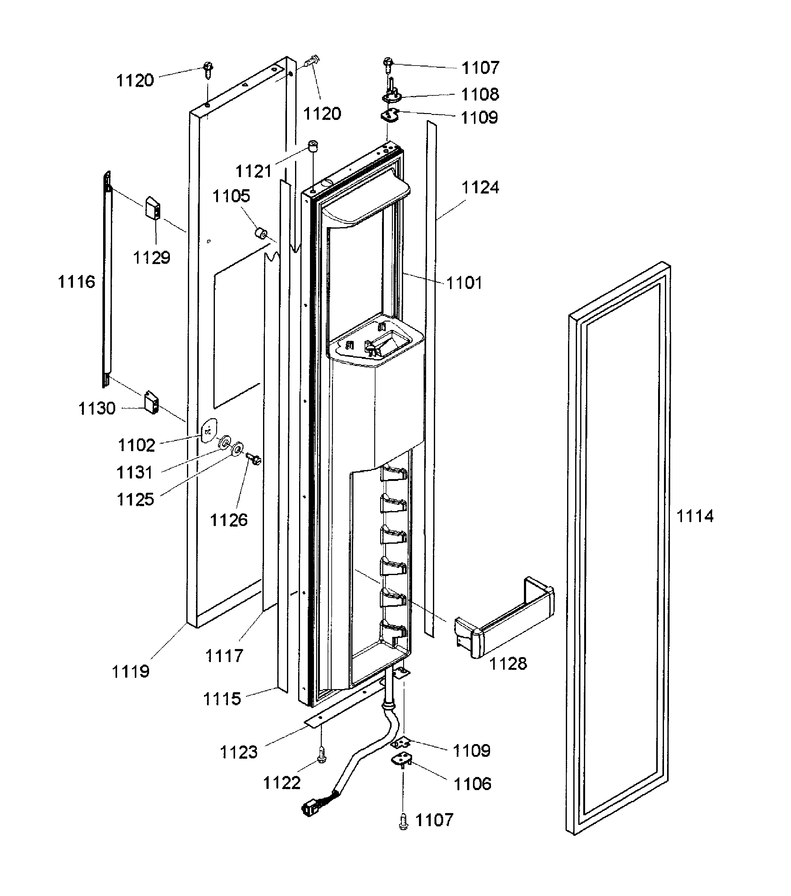 Thermador KBUDT4255E/04 left door diagram