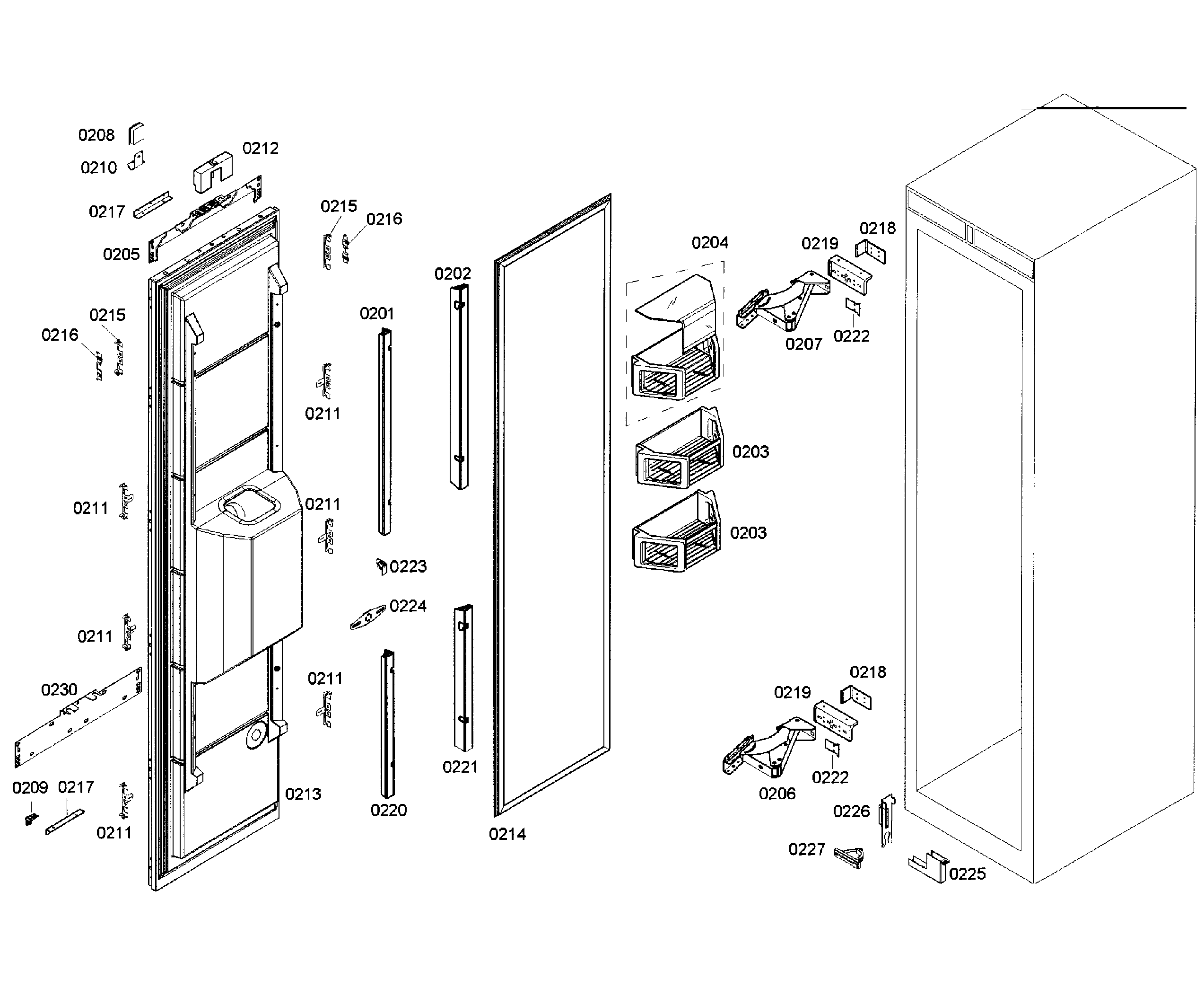 Thermador T18ID80NLP/12 door assy diagram