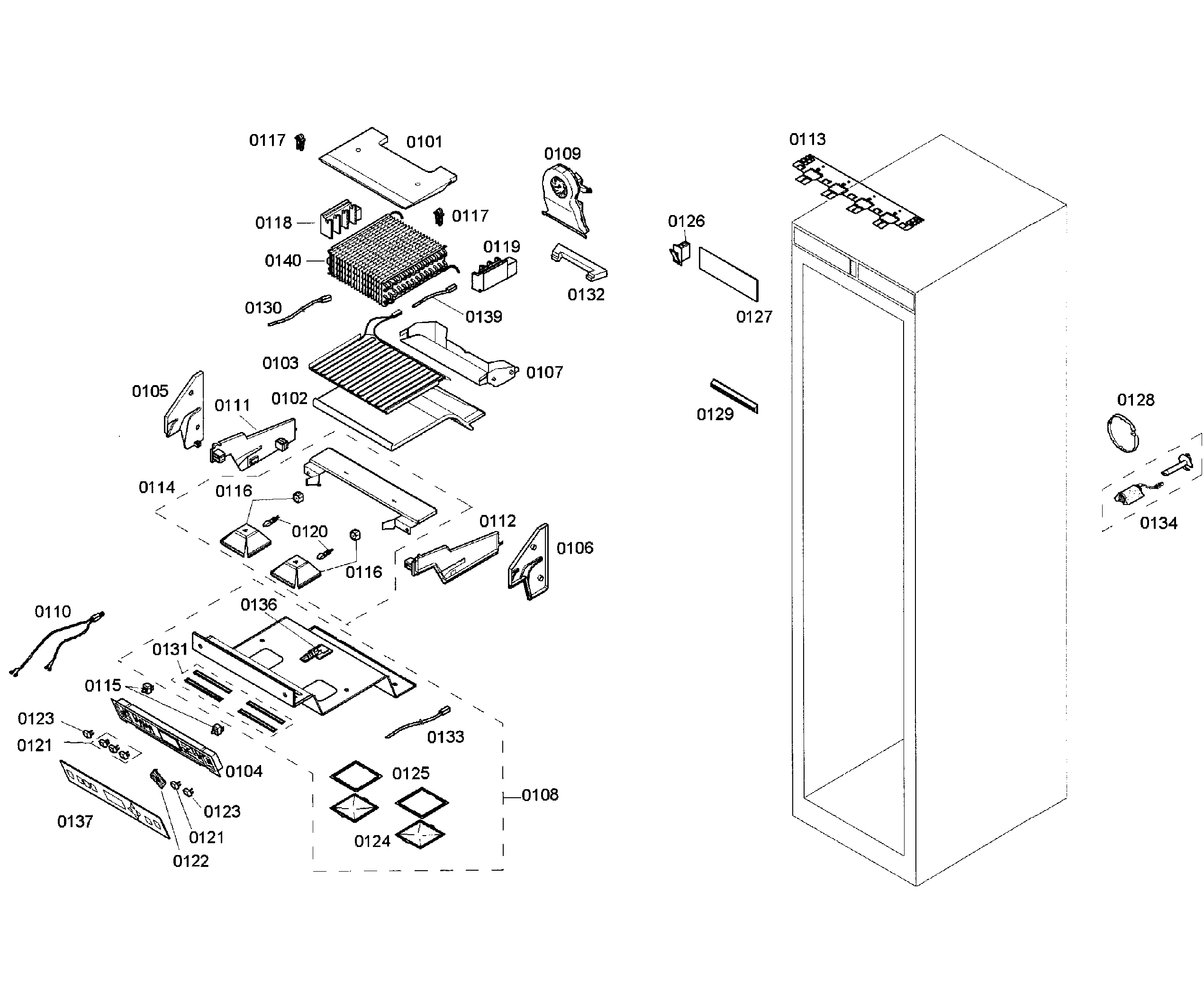 Thermador T18ID80NLP/17 cabinet parts diagram
