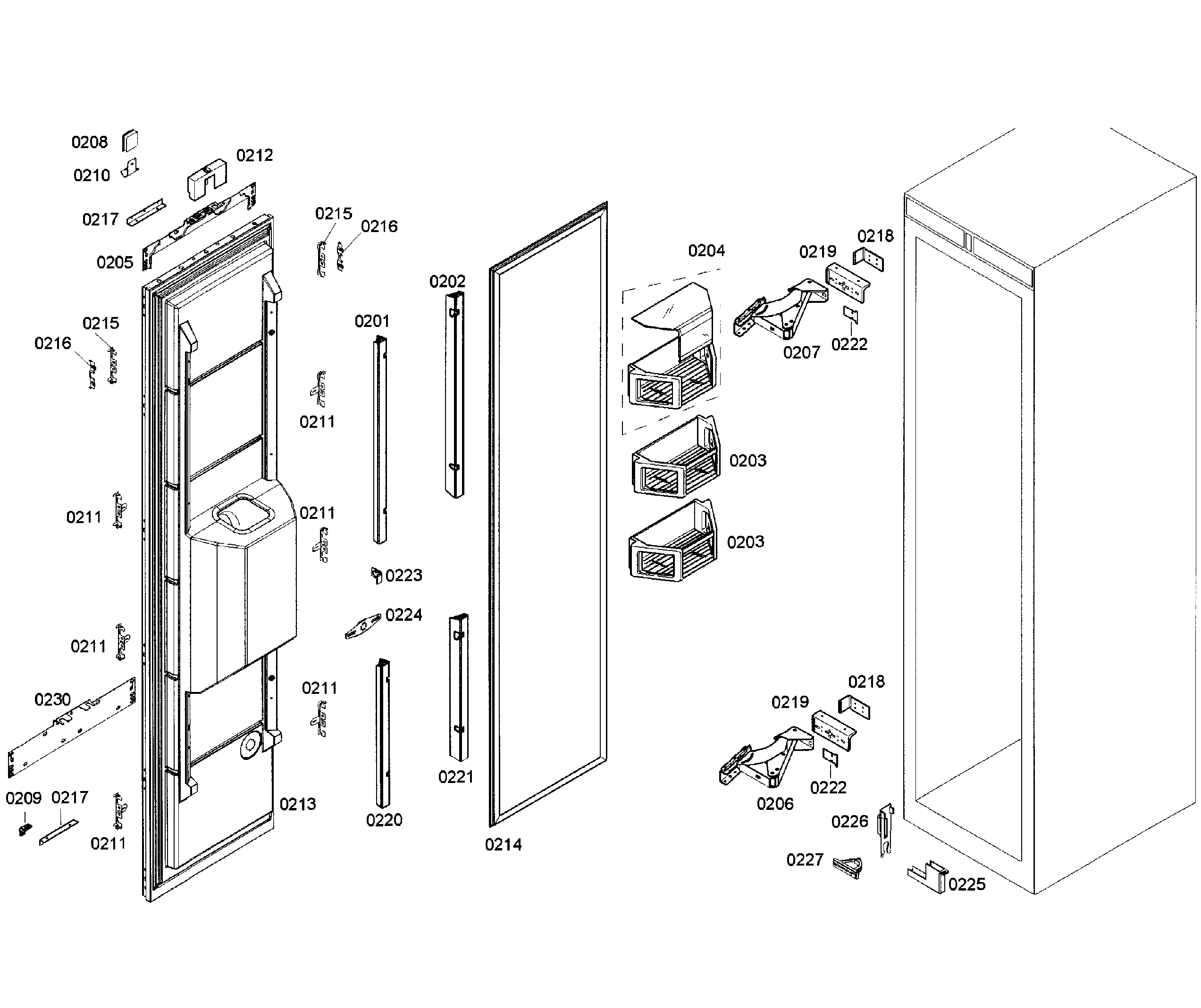 Thermador T18ID80NLP/17 door assy diagram
