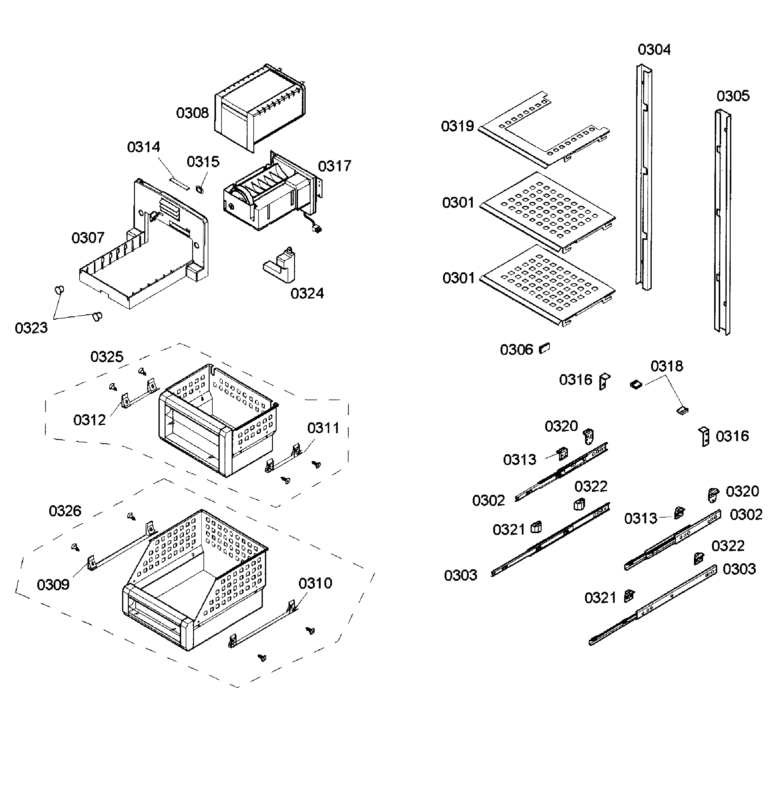 Thermador T18ID80NLP/17 shelfs diagram