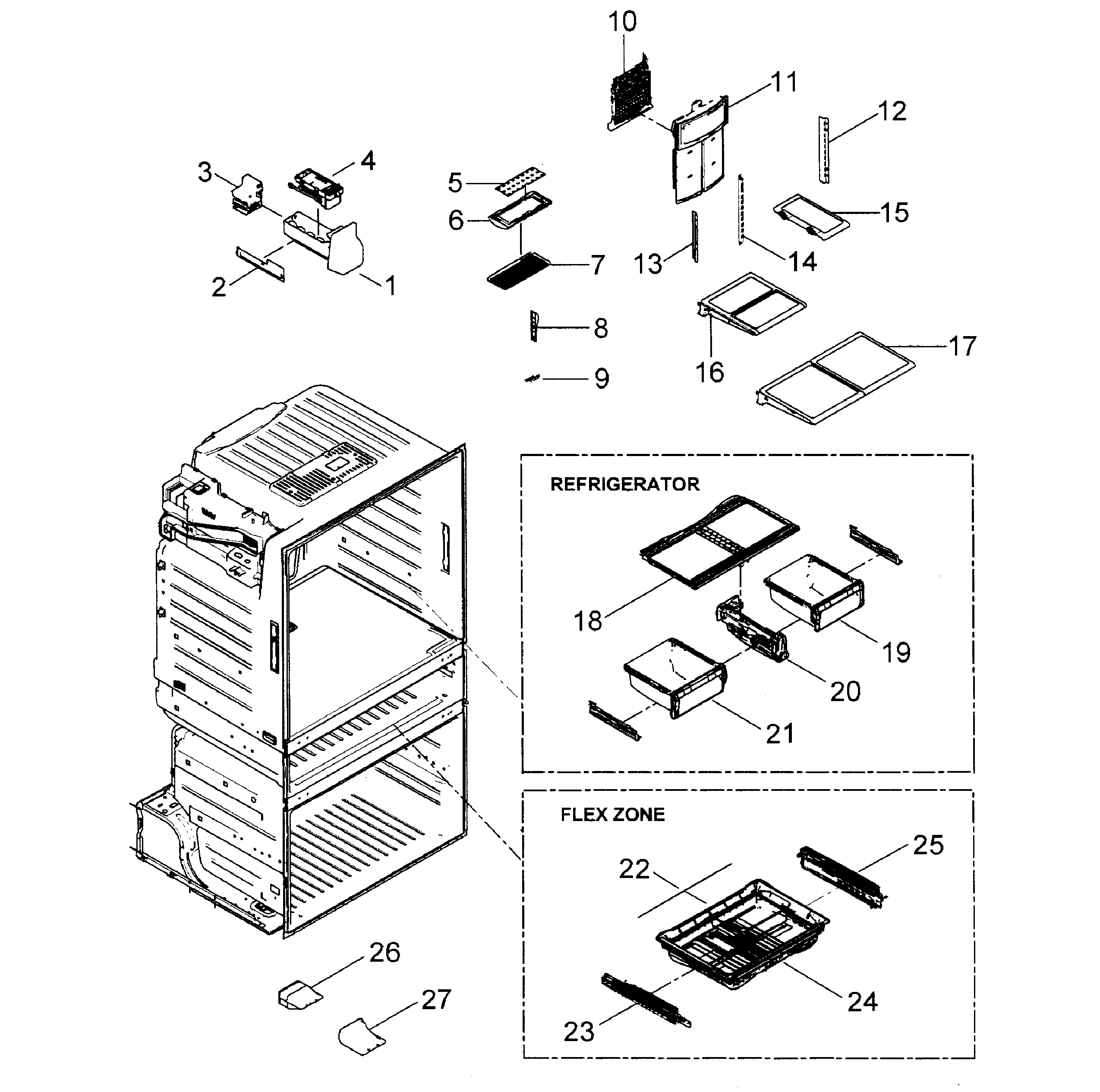 Samsung RF4267HARS/XAA-00 refrigerator diagram