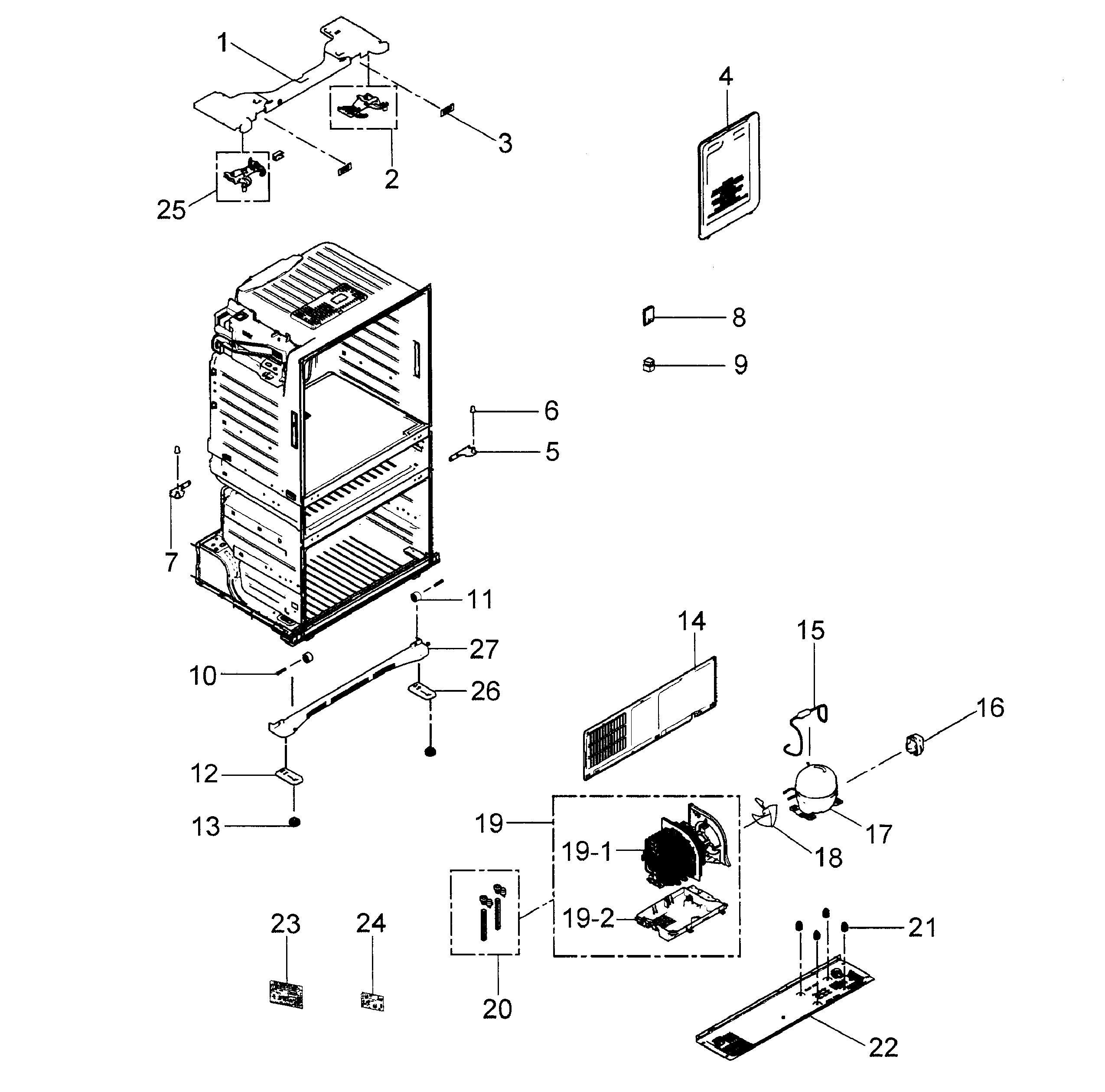 Samsung RF4267HARS/XAA-00 cabinet diagram