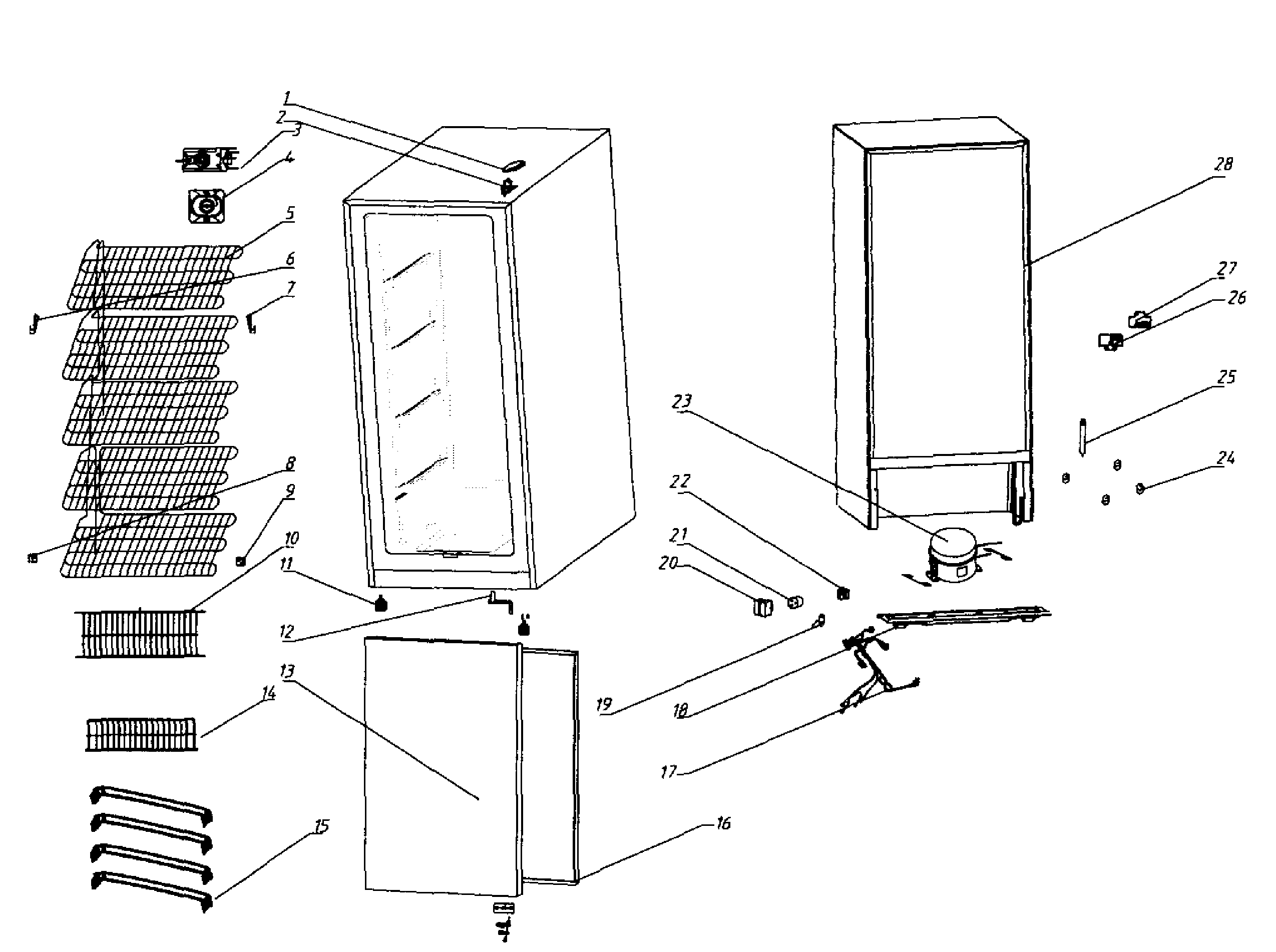 Magic Chef MCUF88W cabinet parts diagram