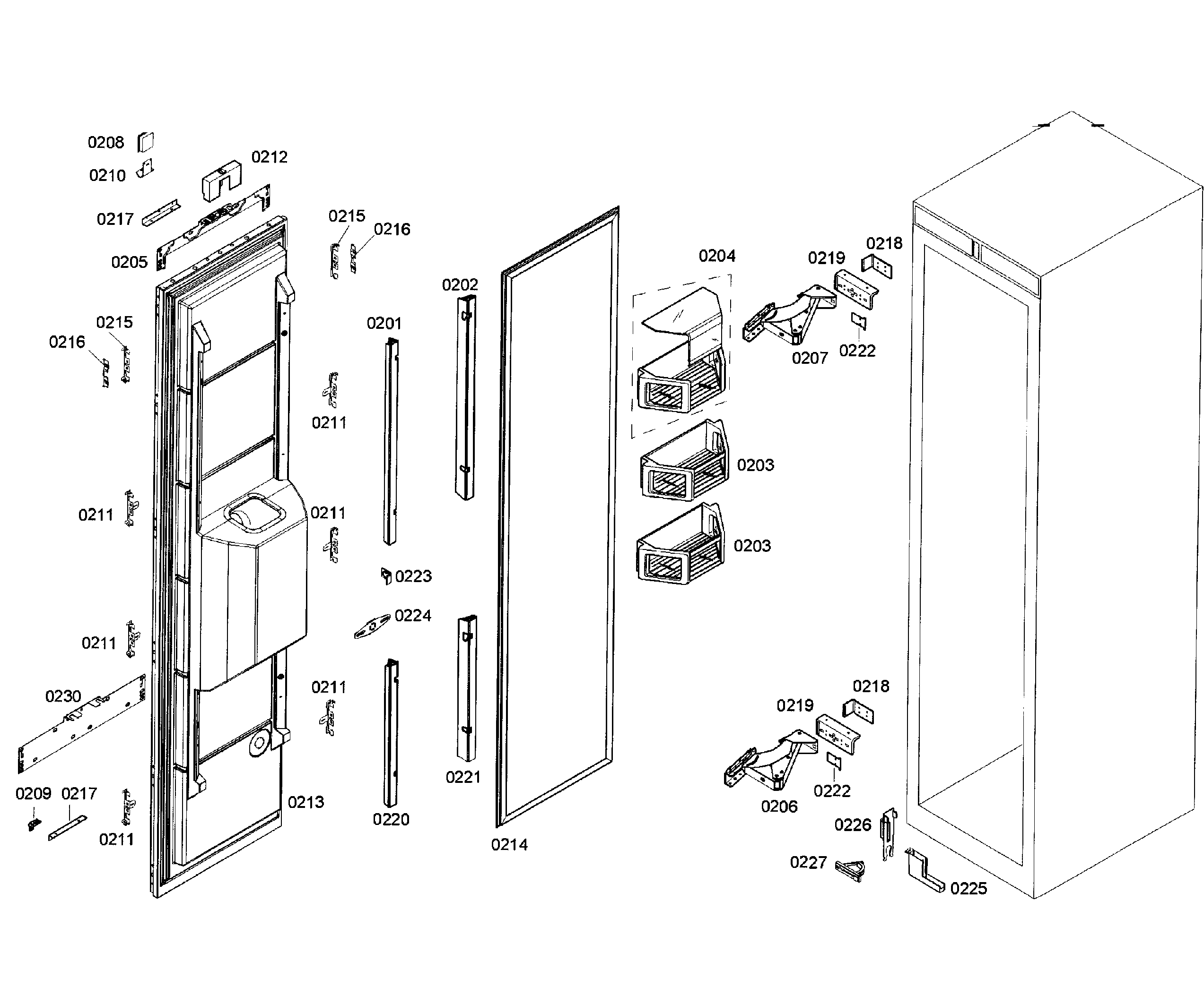 Thermador T18ID80NRP/01 door assy diagram