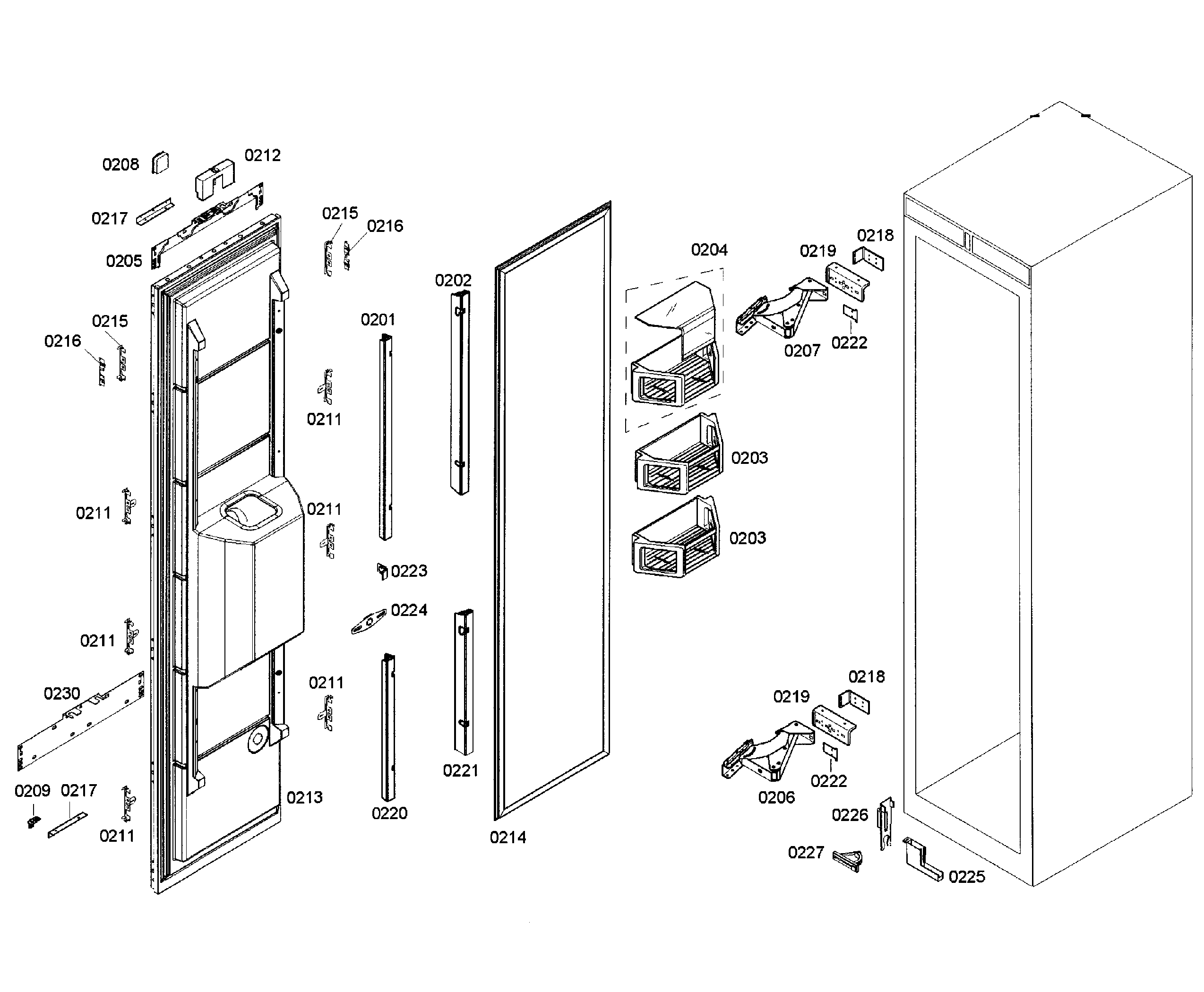 Thermador T18ID80NRP/15 door assy diagram