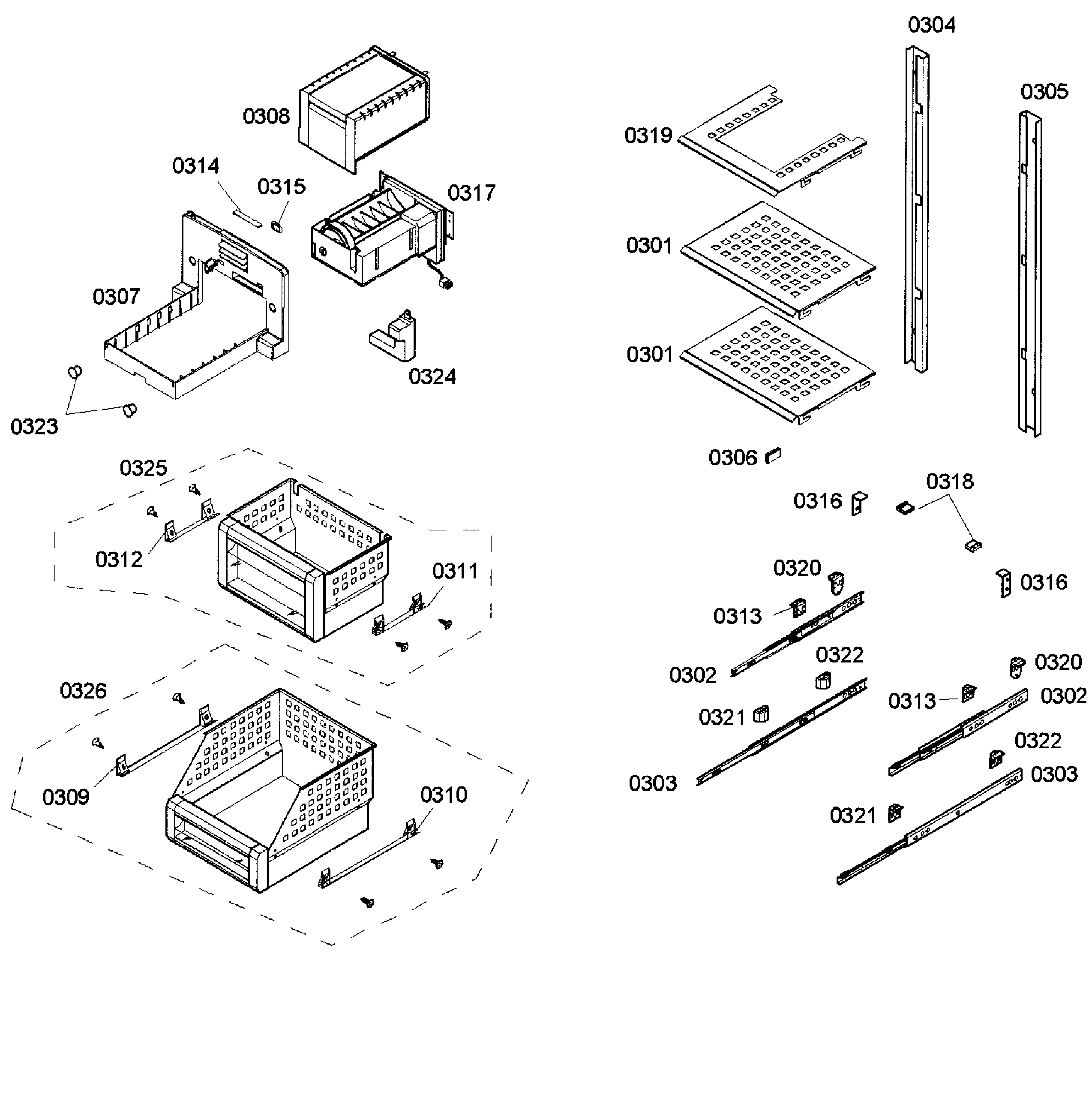 Thermador T18ID80NRP/15 shelfs diagram
