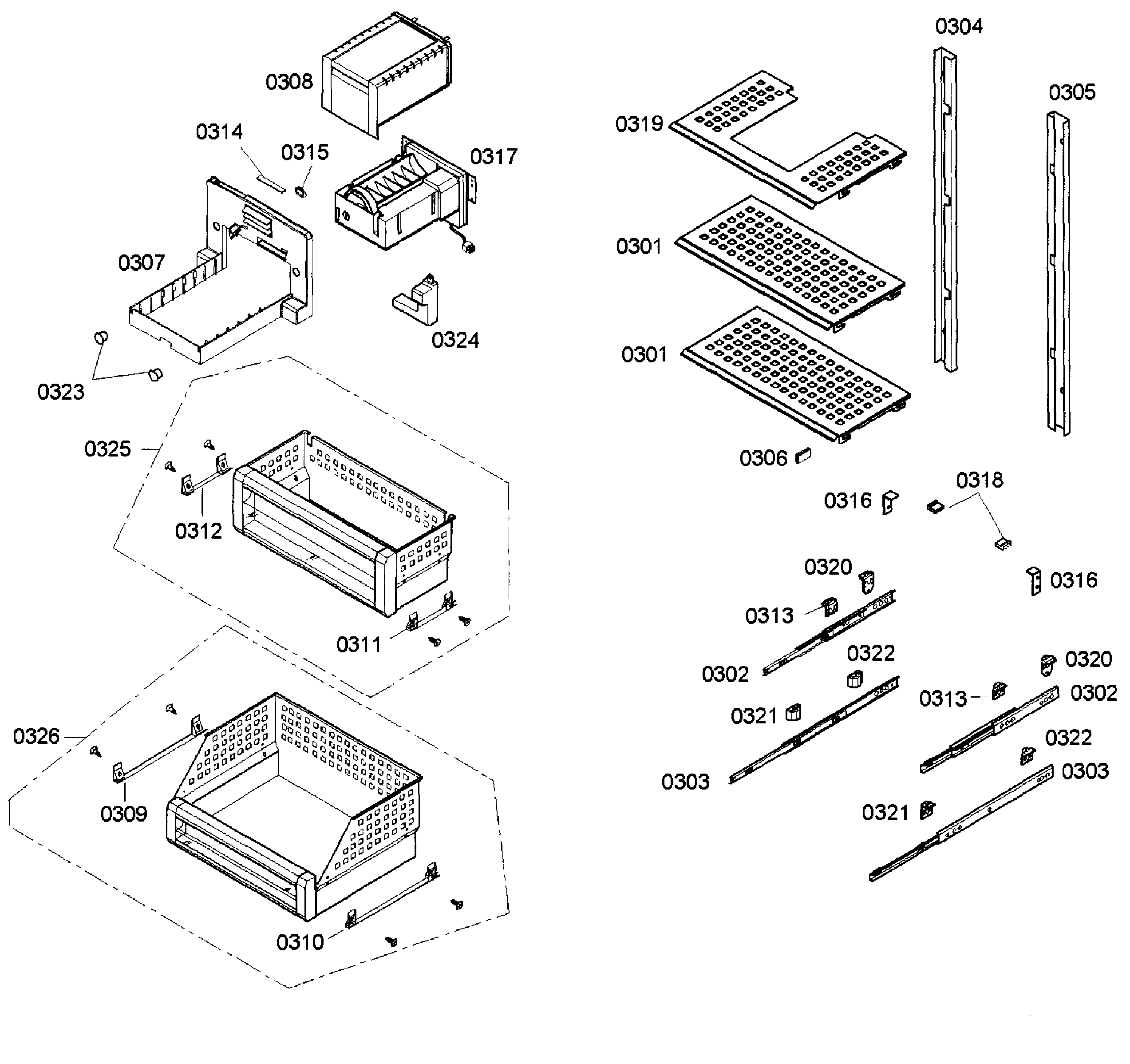 Thermador T24ID80NRP/19 shelfs diagram