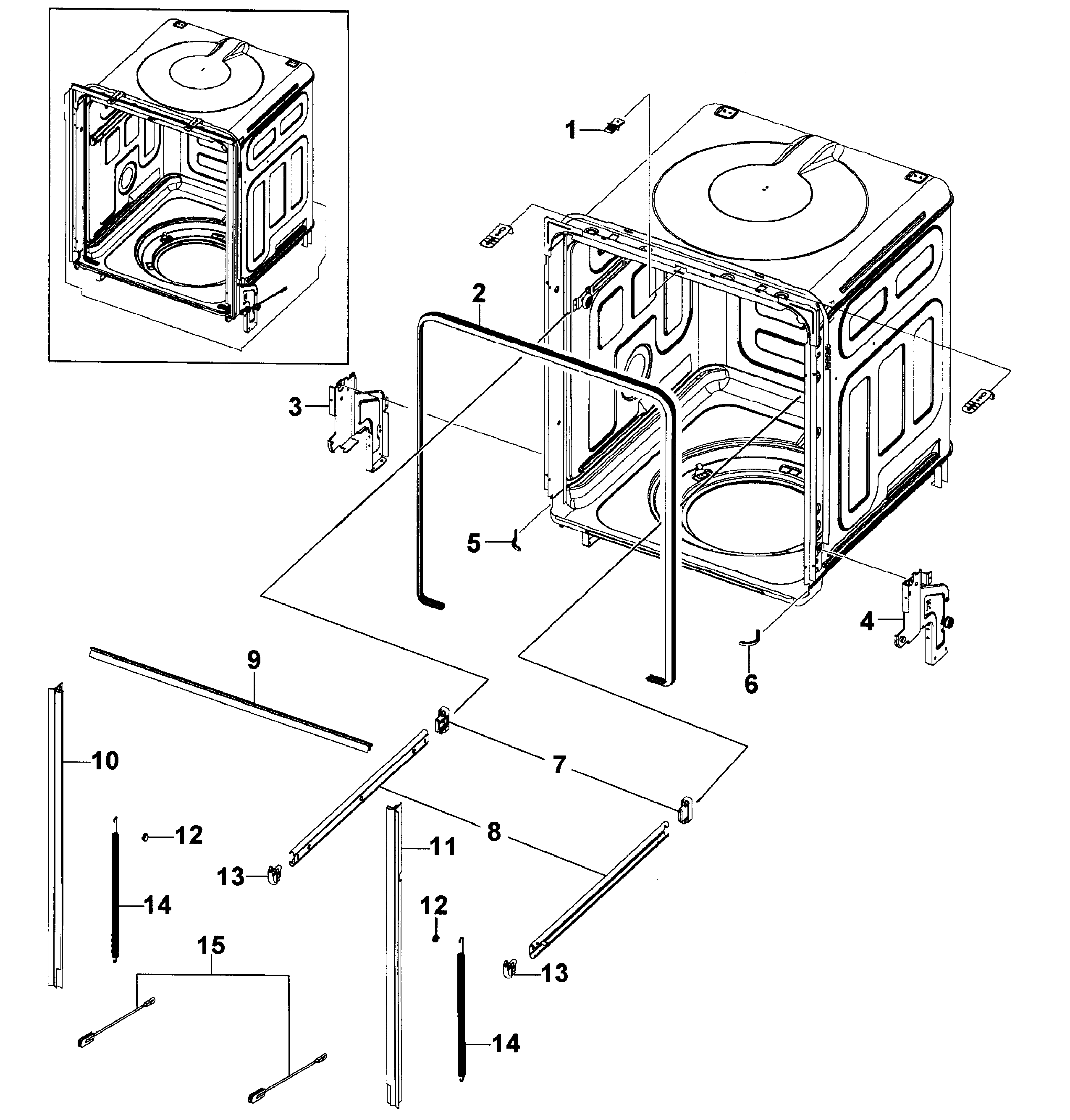 Samsung DMR57LFB/XAA-00 tub assy diagram
