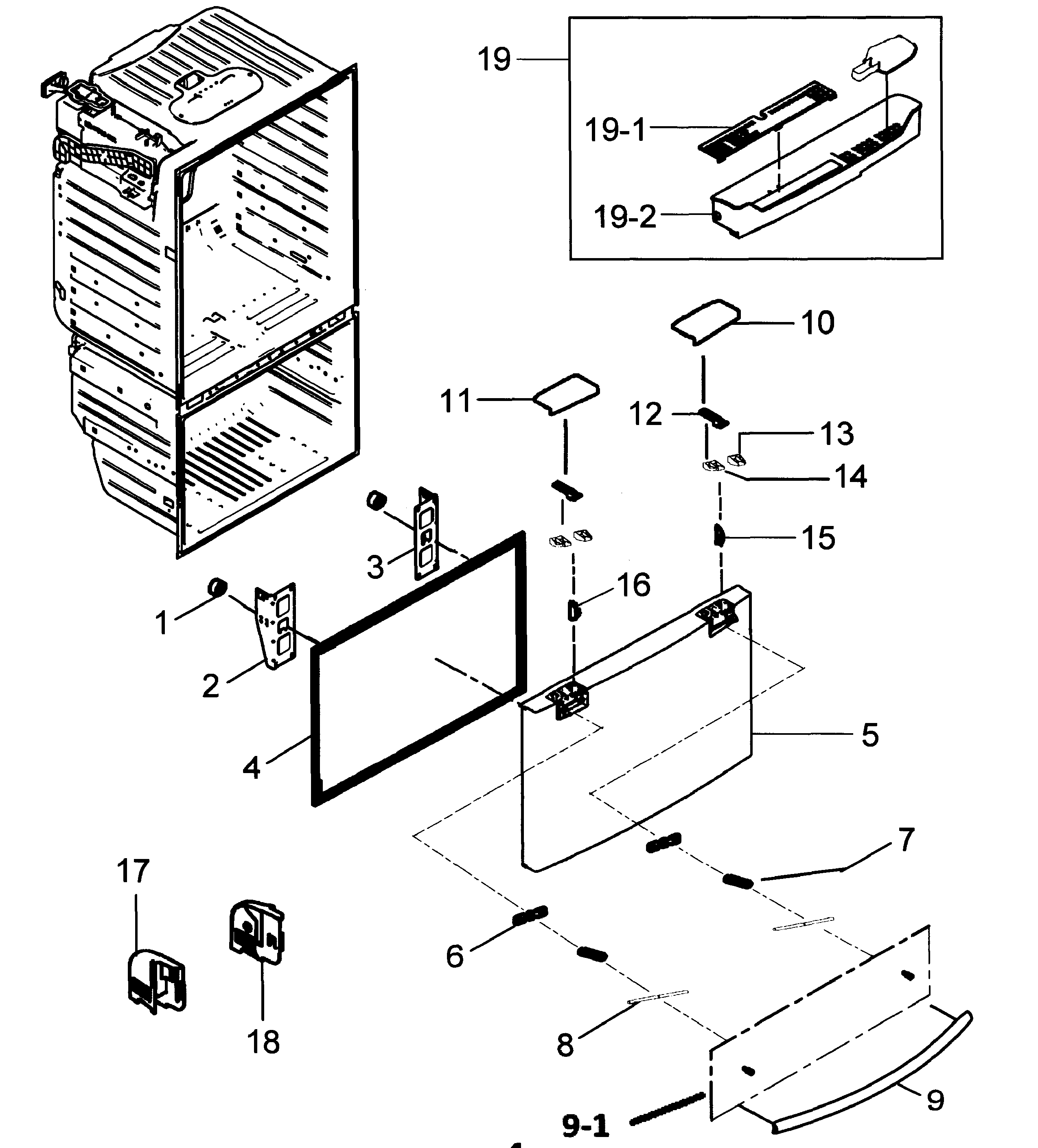 Samsung RFG298HDRS/XAA-00 freezer door diagram