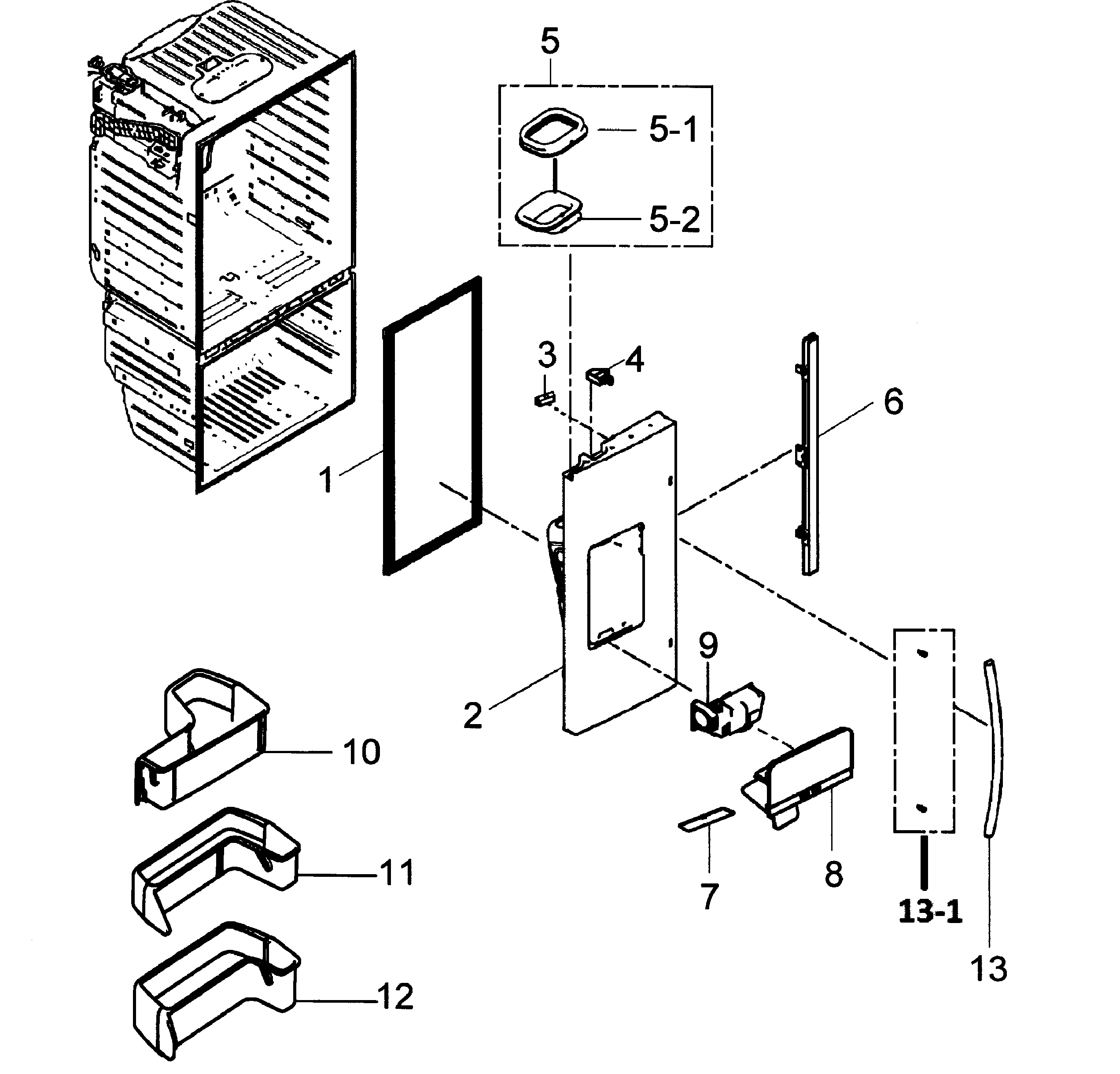 Samsung RFG298HDRS/XAA-00 left door diagram