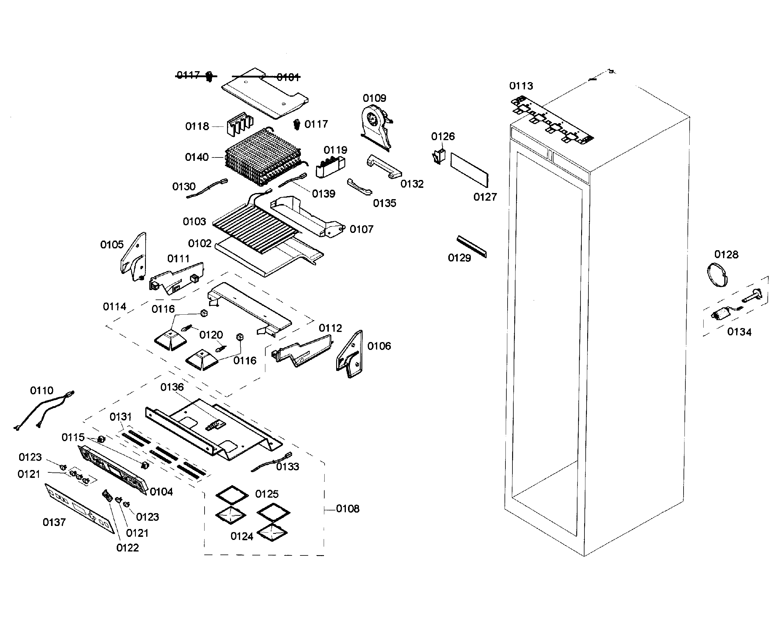 Thermador T24ID80NLP/03 cabinet parts diagram