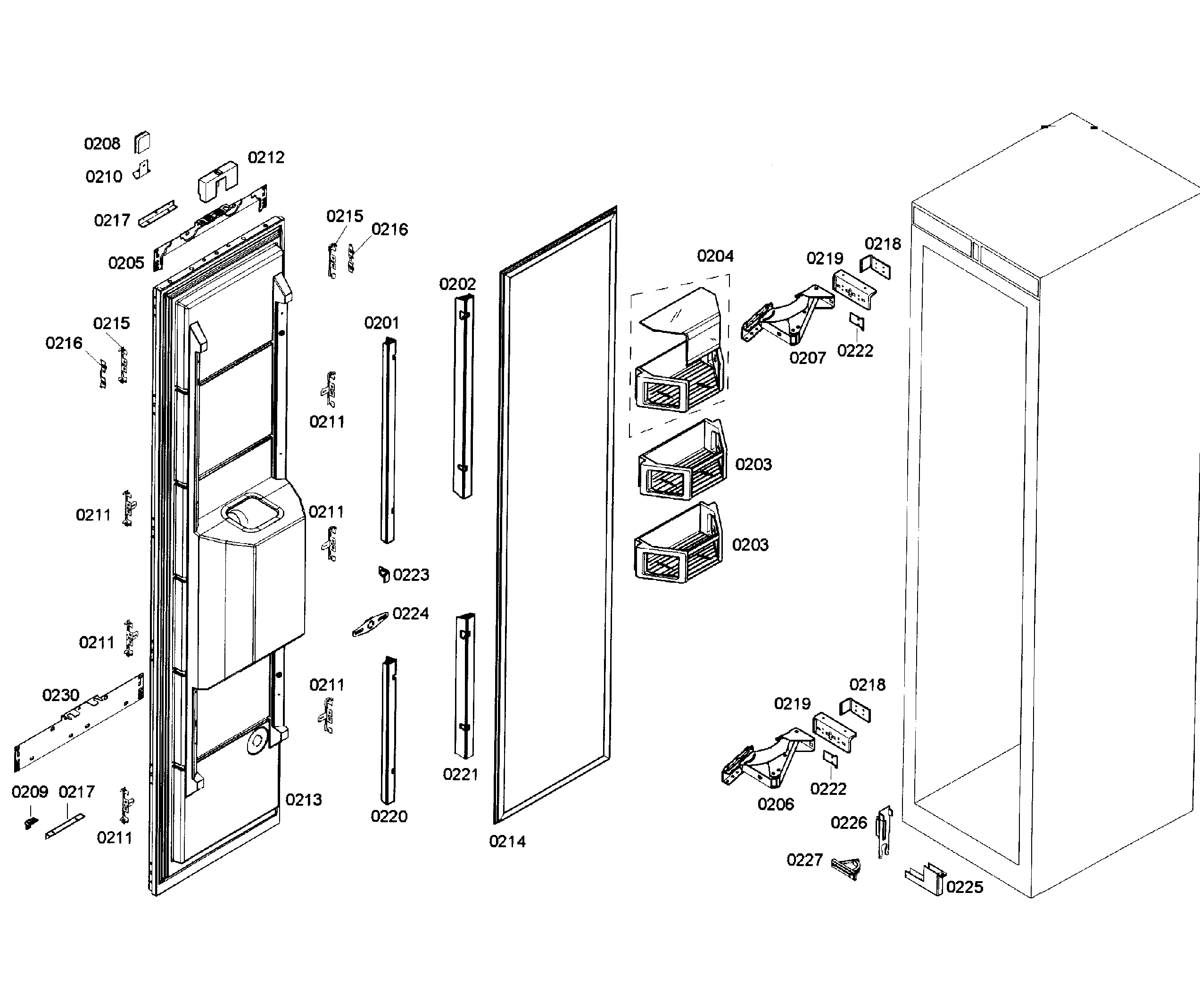 Thermador T24ID80NLP/03 door assy diagram