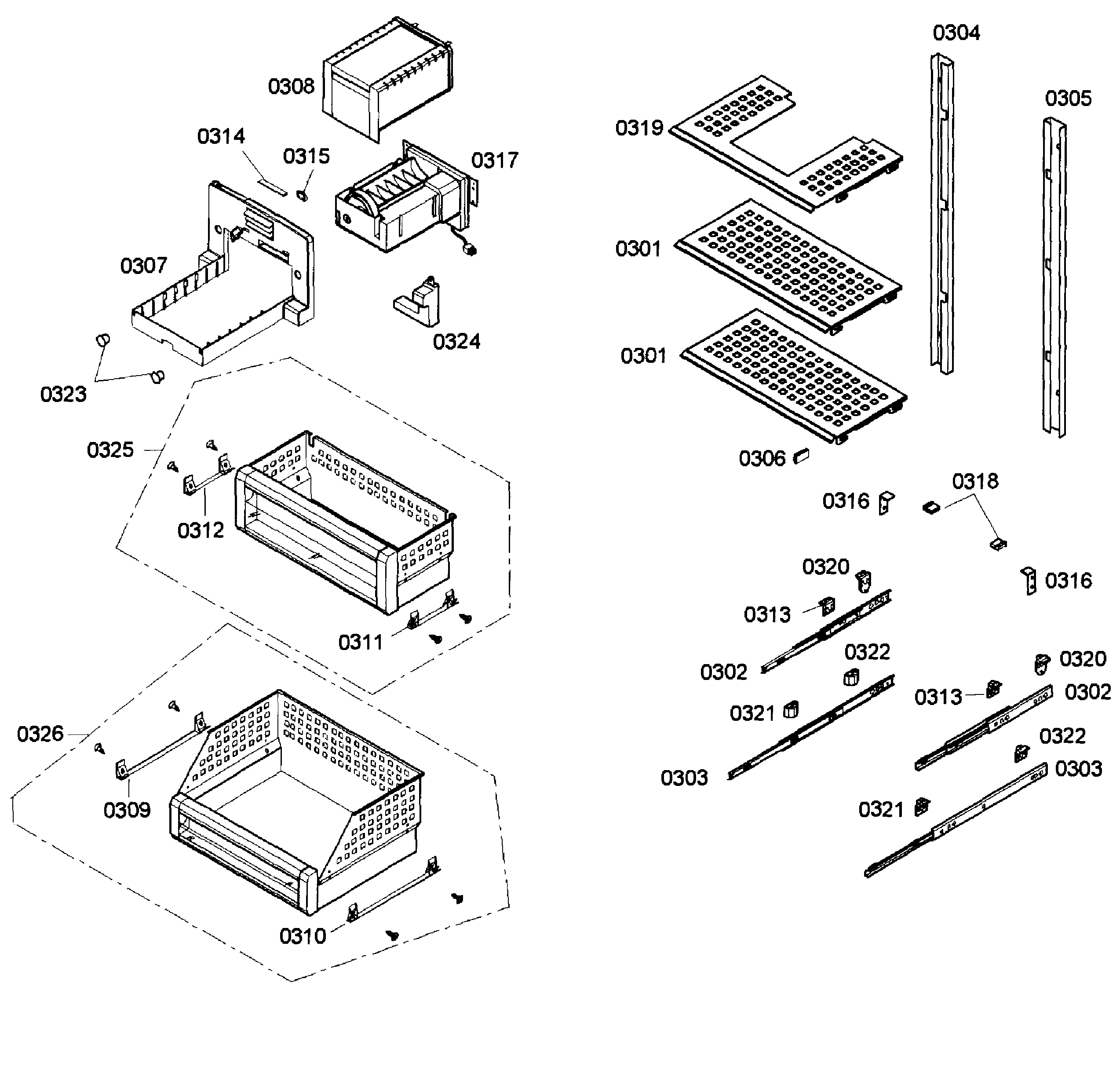 Thermador T24ID80NLP/07 shelfs diagram