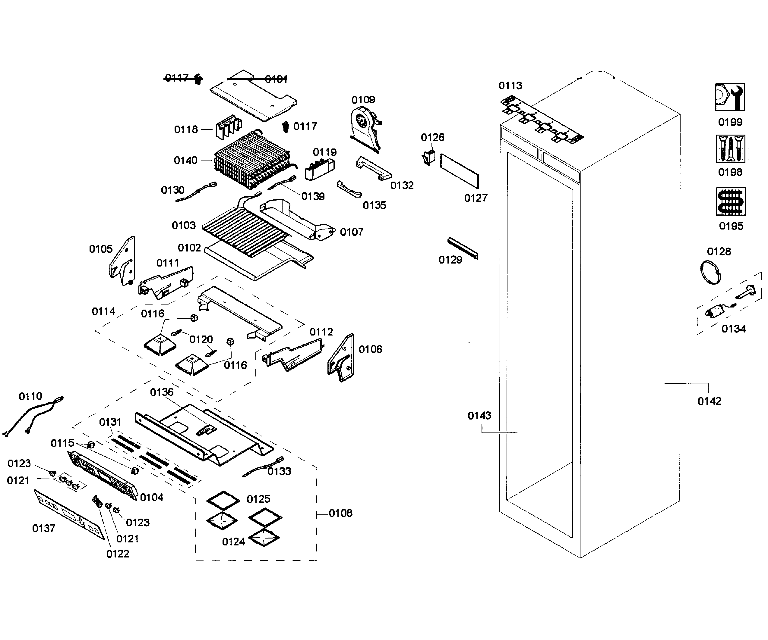 Thermador T24ID80NLP/38 cabinet parts diagram