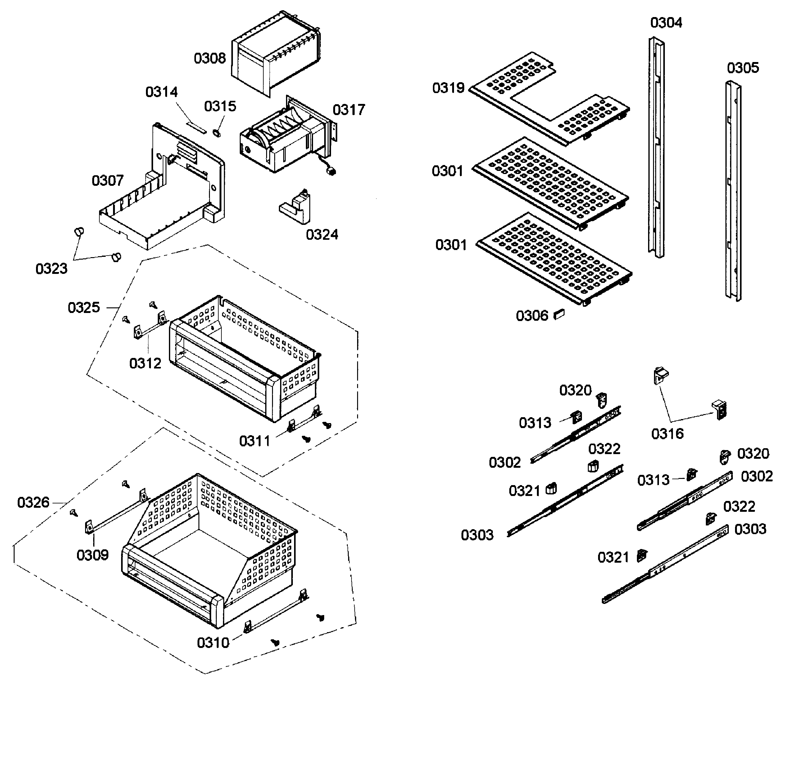 Thermador T24ID80NLP/38 shelfs diagram