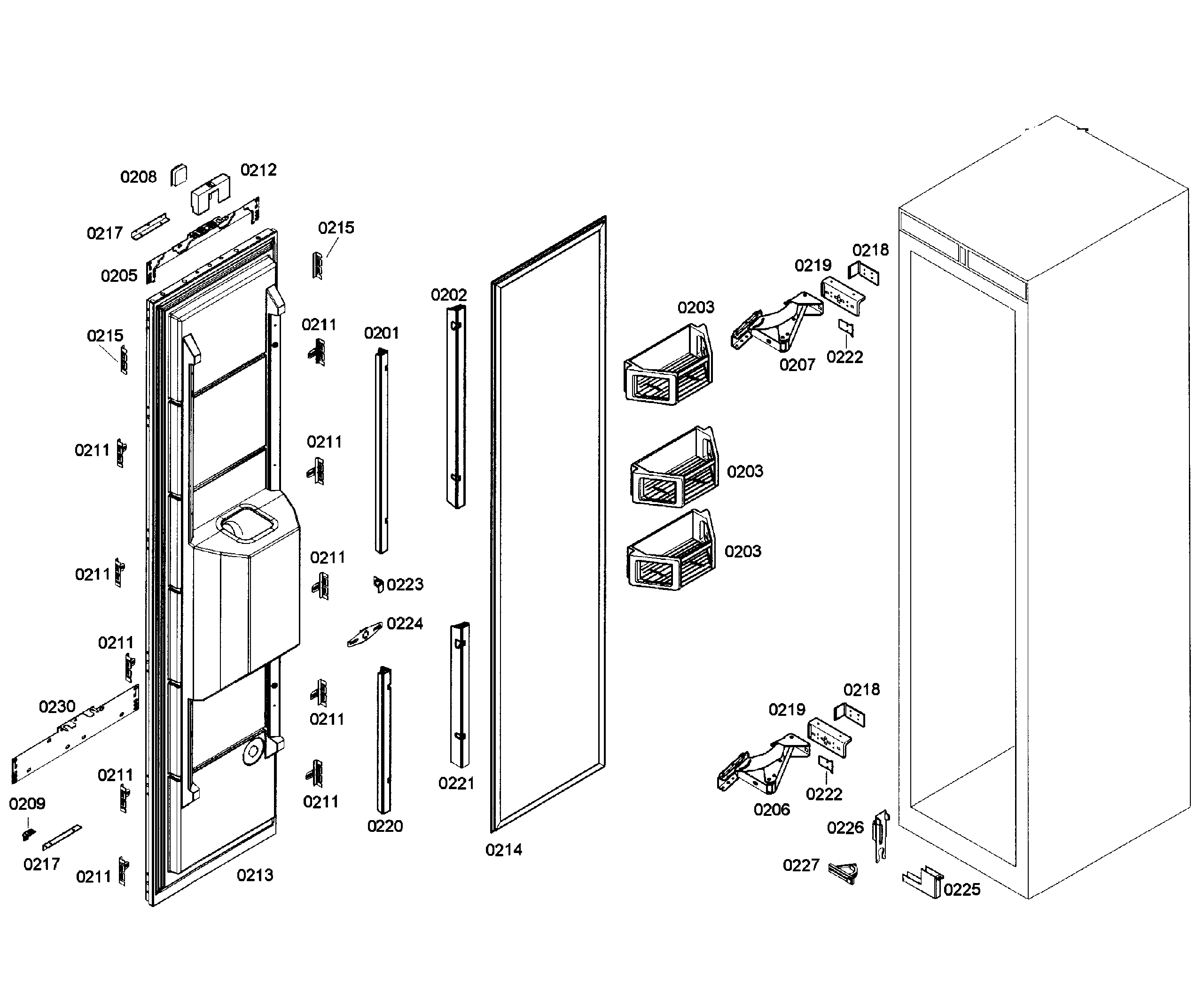 Thermador T24ID80NLP/39 door assy diagram