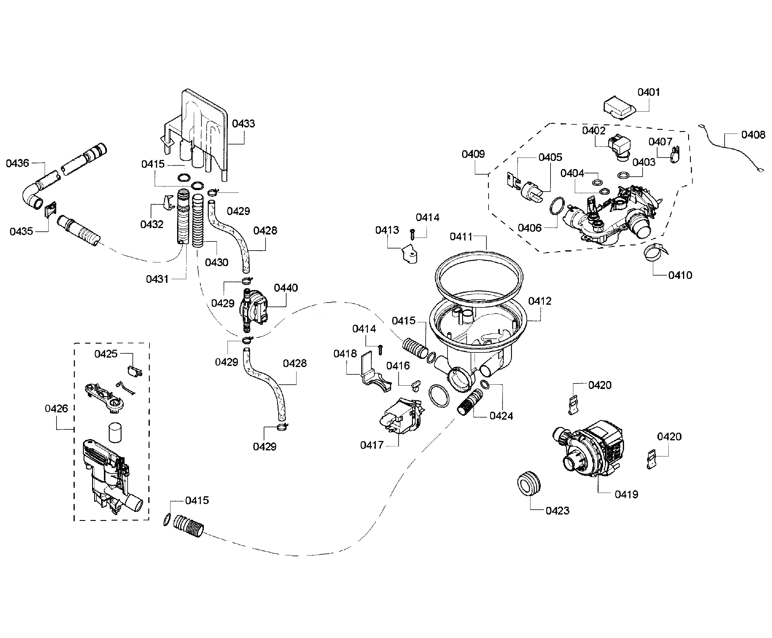 Bosch SHX65P06UC/63 pump assy diagram