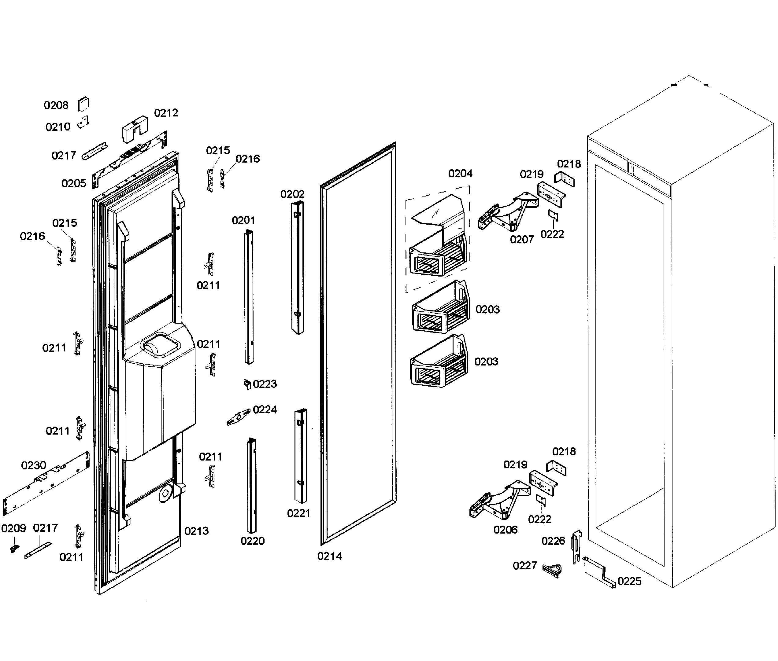 Thermador T24ID80NRP/99 door assy diagram