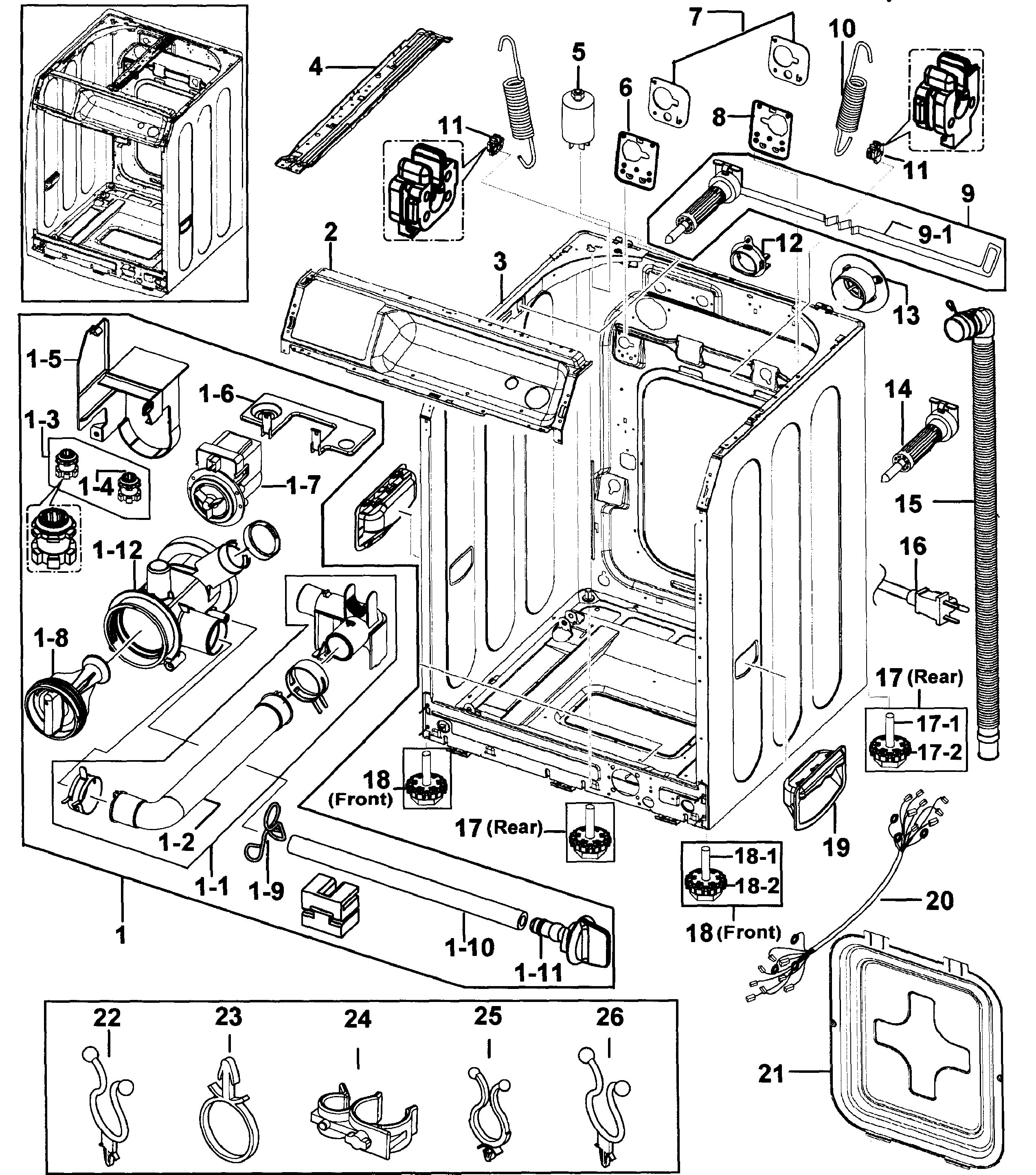 Samsung WF209ANW/XAA-00 cabinet diagram